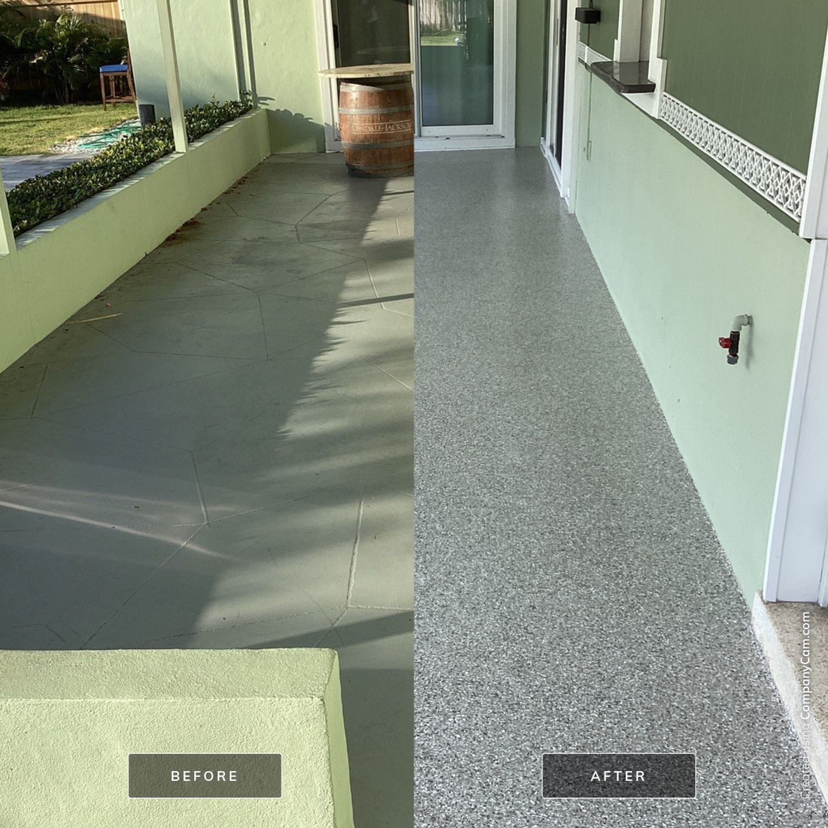 Patio using Mt Everest by Amvet concrete coatings llc
