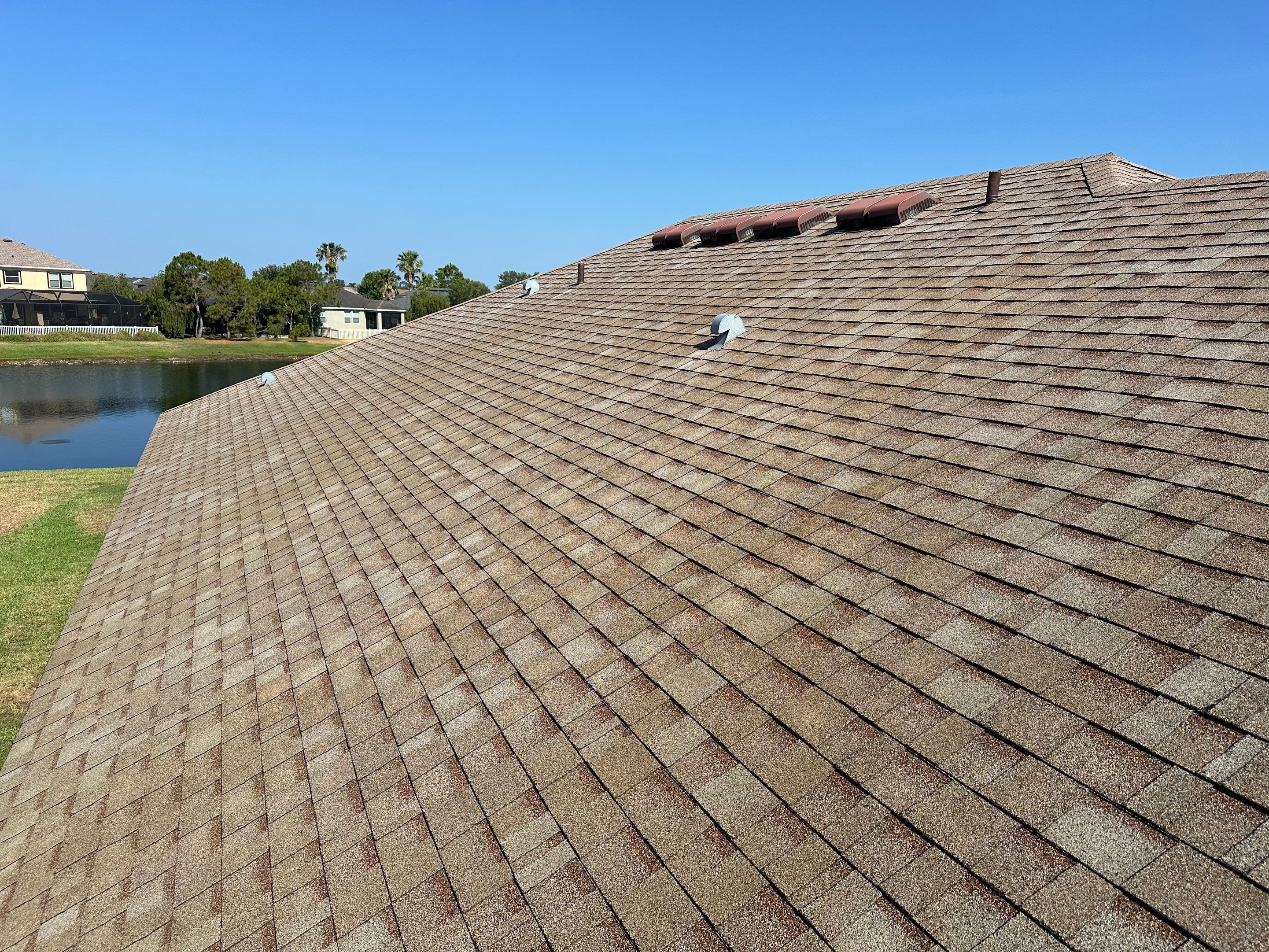 Asphalt Shingle Roof Soft Wash Cleaning & Concrete Pressure Washing in CopperStone Community, Parrish, FL by Sunshine AquaWash