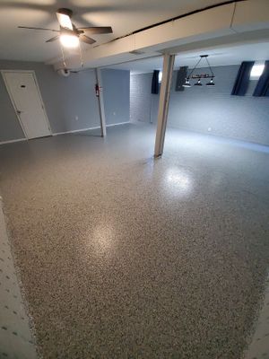 Gravel Flake Basement Floor 