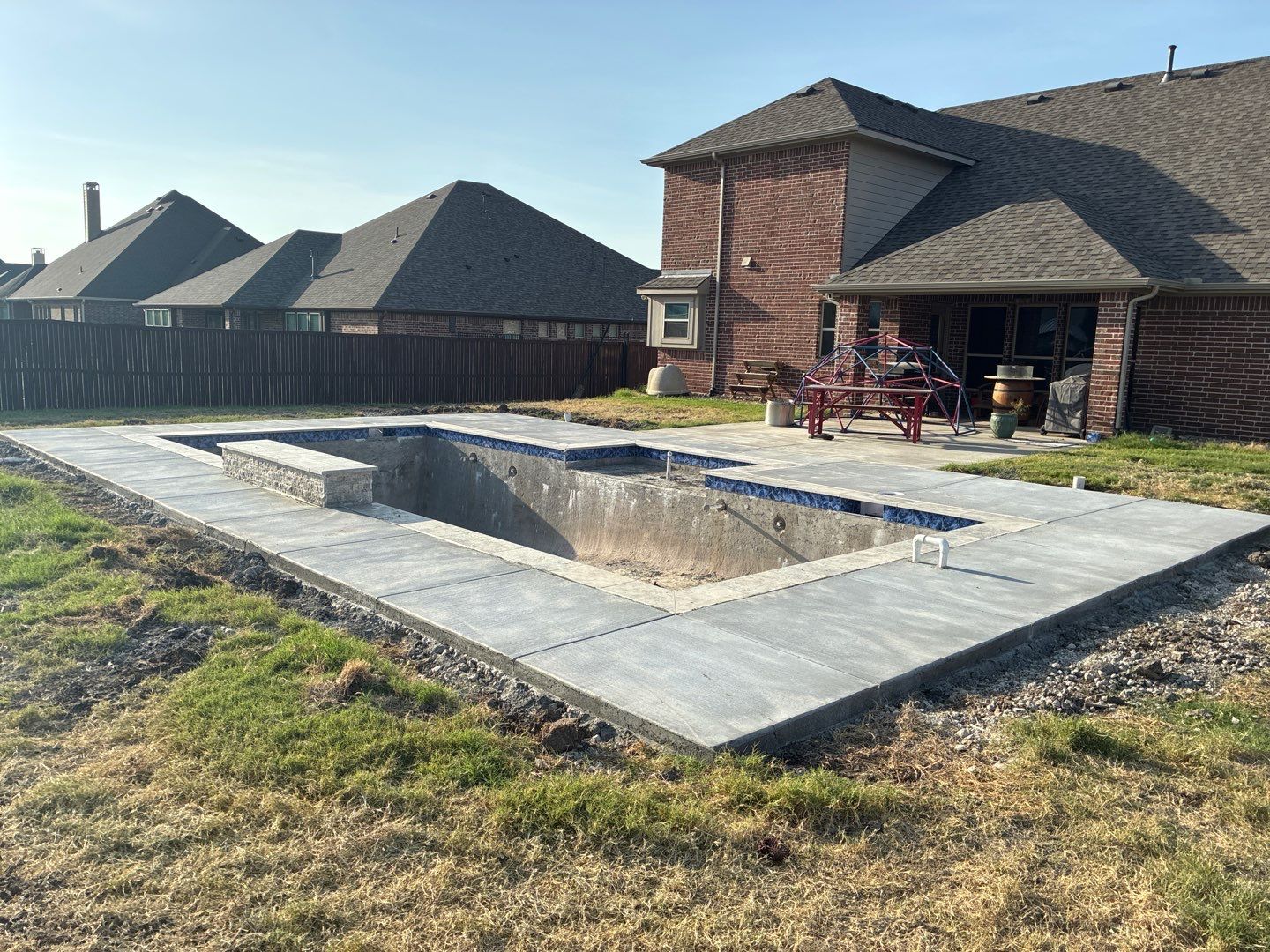 Custom In-Ground Rectangular Pool Installation in Wylie by Hobert Pools