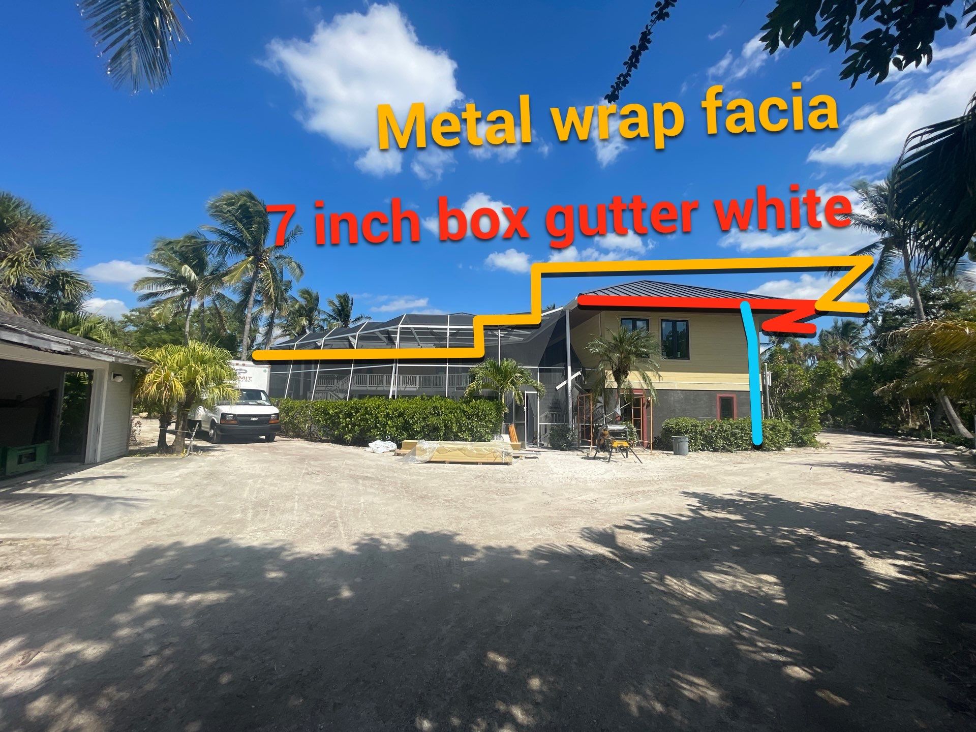 7-Inch Smooth Box Seamless Gutters using Seamless Gutters and Metal Fascia in Sanibel FL by Gutter Professors