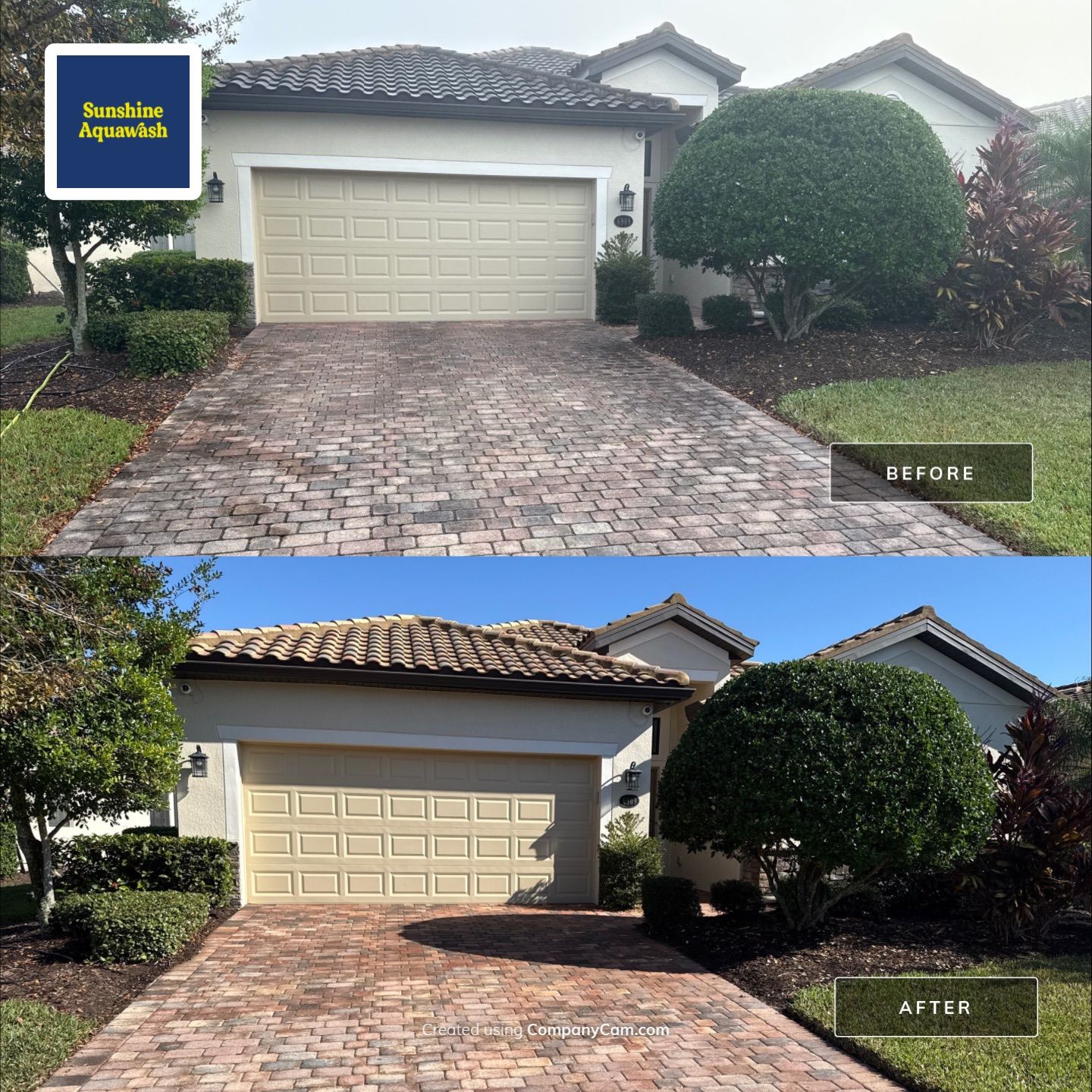 Barrel Tile Roof Cleaning & Paver Driveway Cleaning in River Strand at Heritage Harbour | Bradenton, FL by Sunshine AquaWash