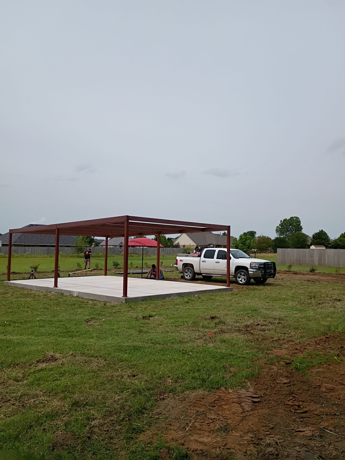 Custom Metal Pergola , Live Fence , Irrigation, Concrete, And Landscape by Clays Services Inc