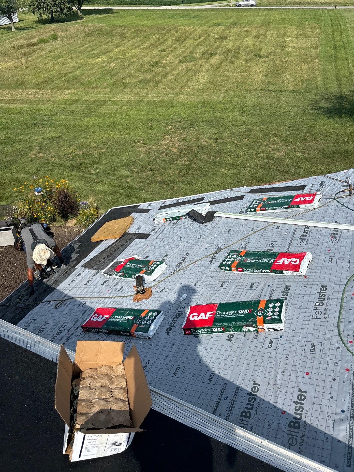 Residential Roofing Installation using Timberline UHDZ Shingles - Pewter Gray by RoofX 