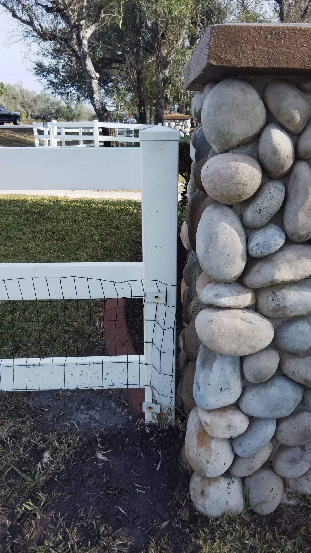 White Vinyl Farm Fence Repair in Arcadia by True Fence LLC