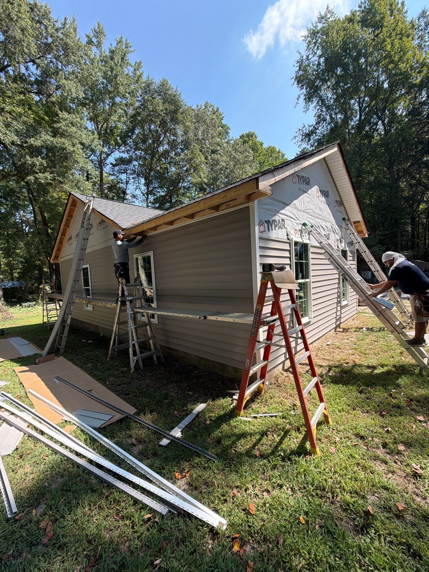 Single-Story New Construction Vinyl Siding Install in Gloucester by Cade Construction
