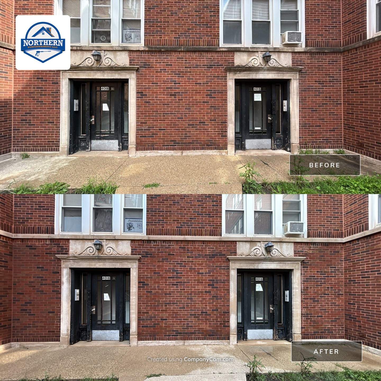 natural stone using Algaecide, soft wash soap by Northern Power Washing LLC.