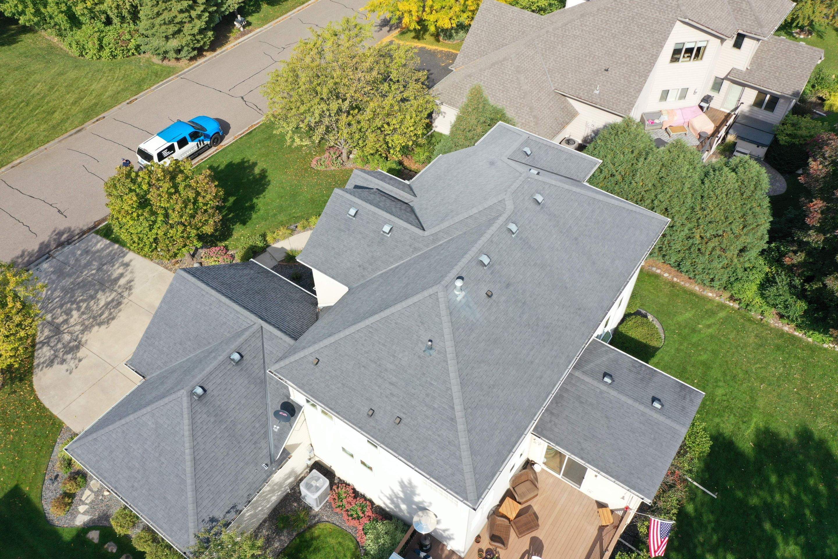 Residential Roofing Installation using Certainteed Landmark Moire Black by MODERN EXTERIOR SYSTEMS