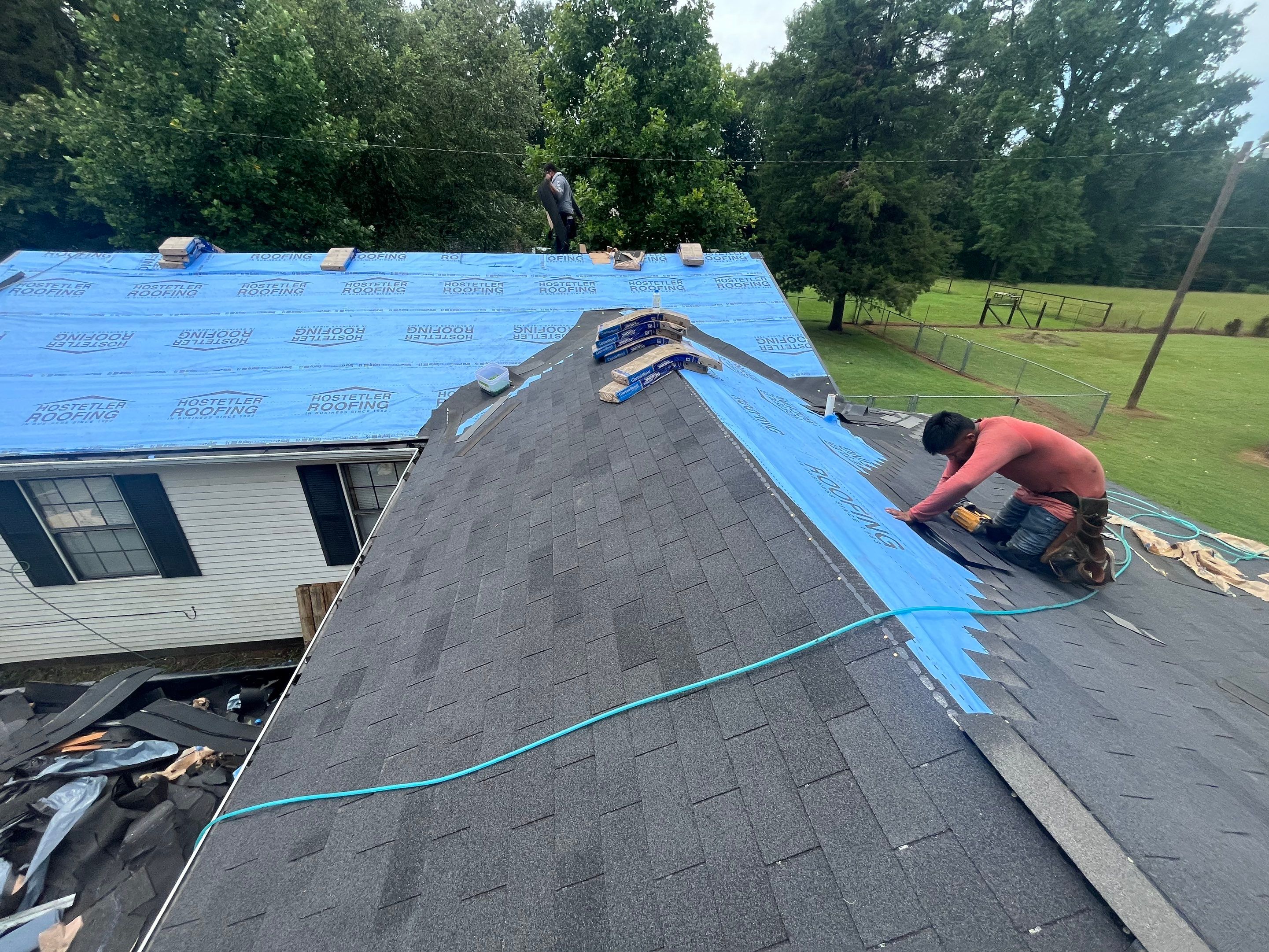 Residential Shingle Reroof using CertainTeed XT25: Moire Black by Hostetler Roofing