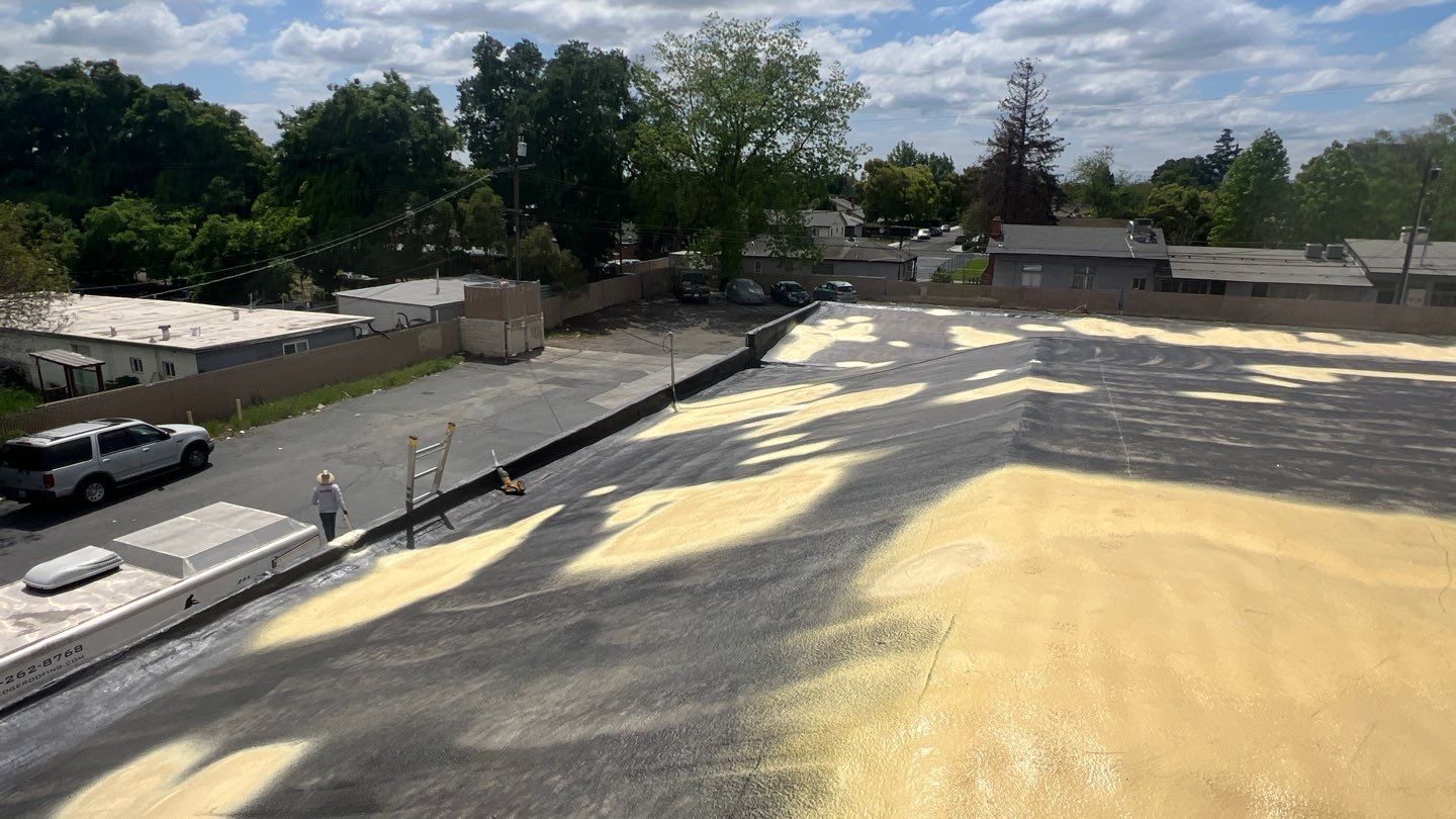 Foam Refurbish using Conklin Benchmark/PUMA XL coatings and spray foam by Straight Edge Roofing Inc