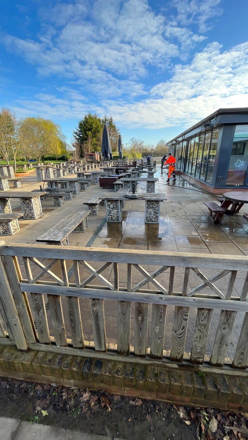 Patio Area Spring Clean using Mosmatic Flat Surface Cleaner by Ges Exterior Cleaning ltd