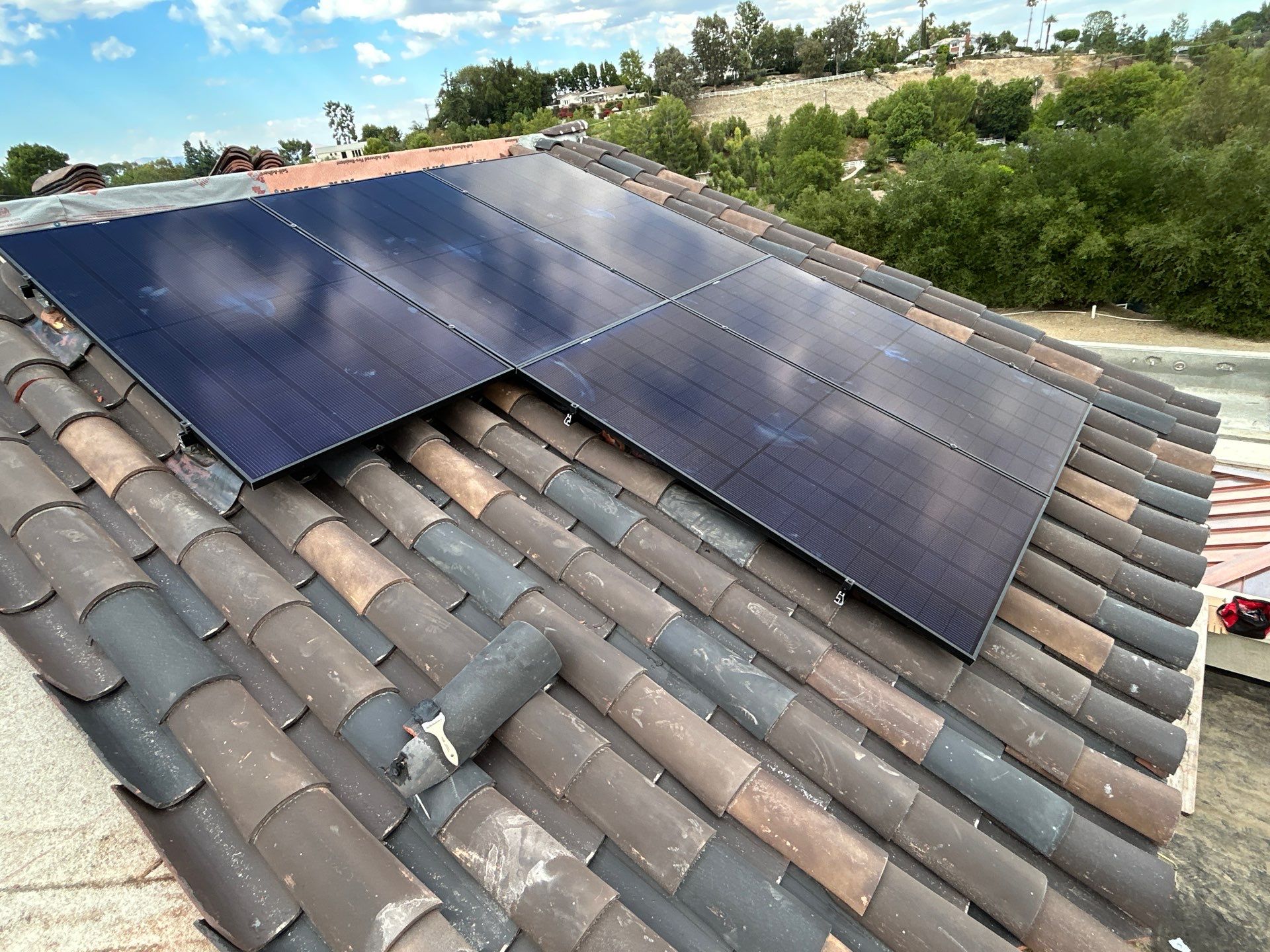 Solar Panel and Clay Tile Roof Installation in Hidden Hills by AWS Solar