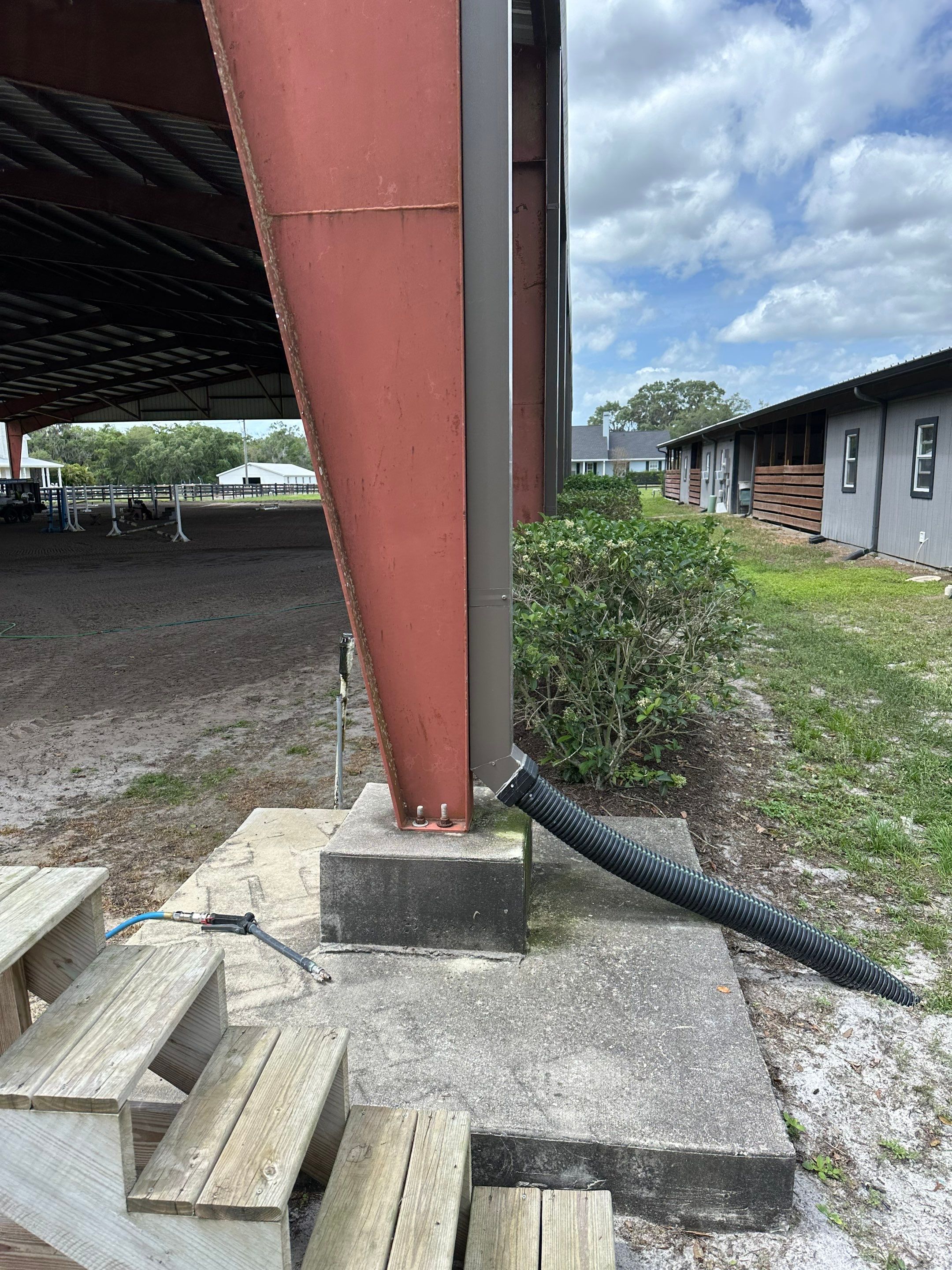 Vinyl Horse Fence & Concrete Pier Cleaning at Lesley Cox Equestrian, Parrish, FL | Sunshine AquaWash by Sunshine AquaWash