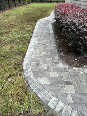 Curved Gray Paver Walkway Installation in Bluffton