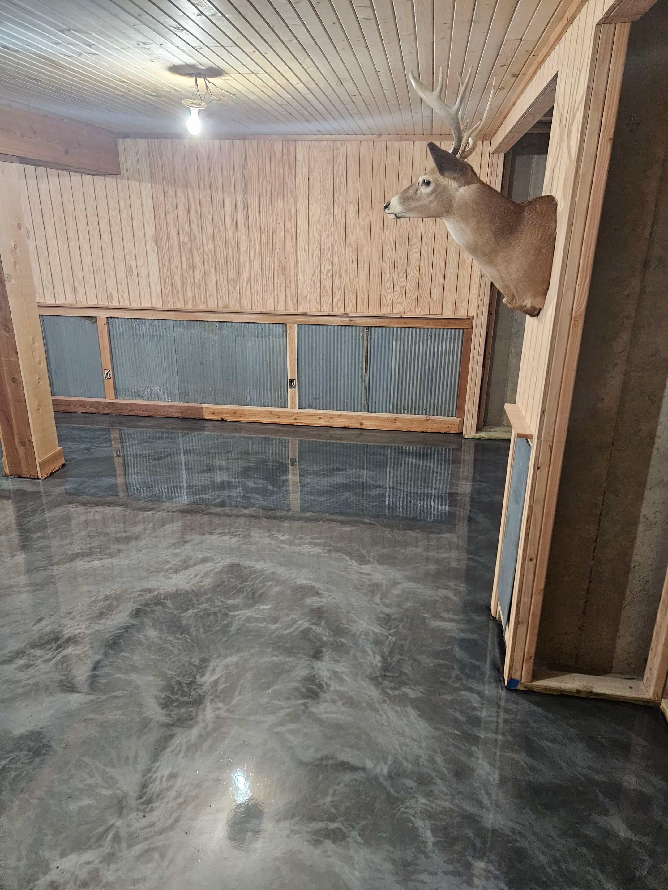 Riverside MO Basement Epoxy using Sundek SunMetal Epoxy by Big Red Decorative Concrete, LLC