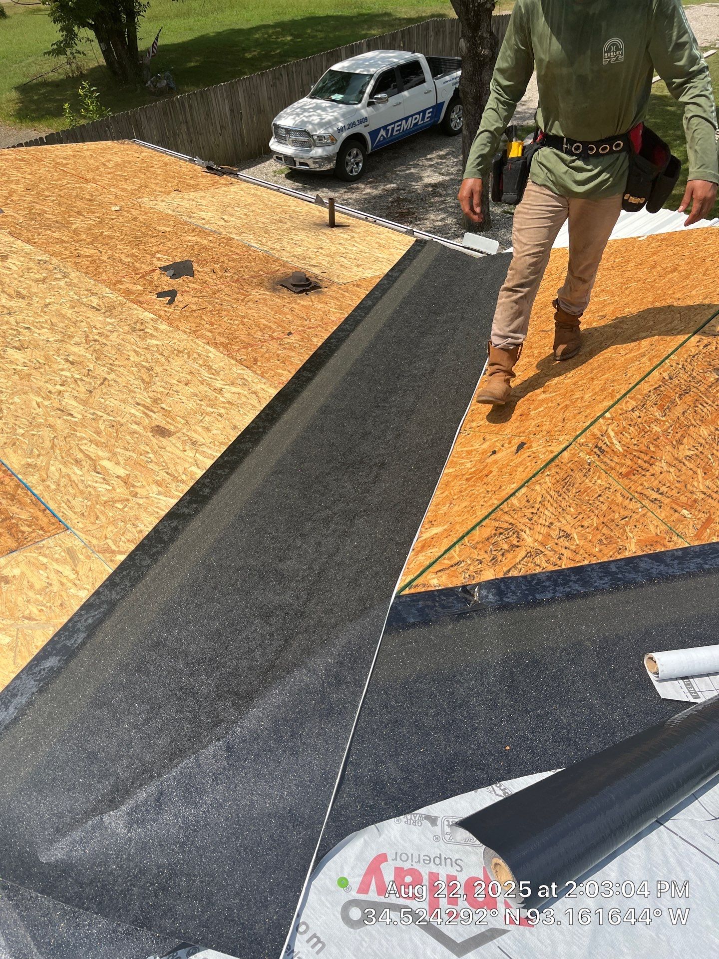 GAF Timberline HDZ Roof Replacement and Decking Repair in Hot Springs by Temple Roofing and Exteriors