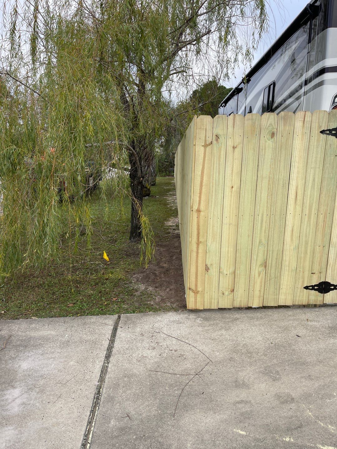 6' WOOD PRIVACY WITH 14' DOUBLE DRIVE GATE using PRESSURE TREATED PINE by Hip Square Fence Inc.