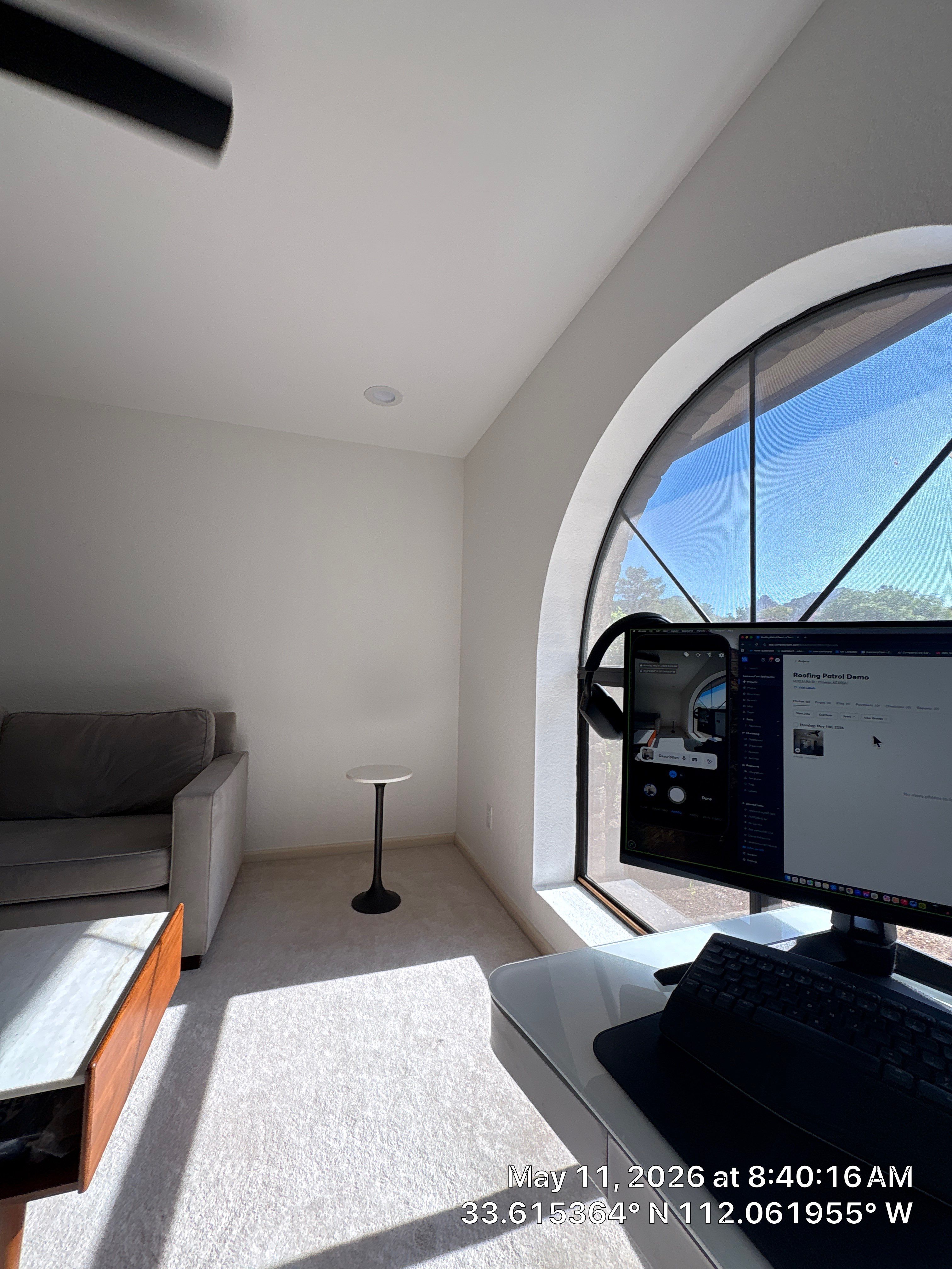 Modern Home Office Renovation and Media Wall Installation in Phoenix by CompanyCam Sales Demo