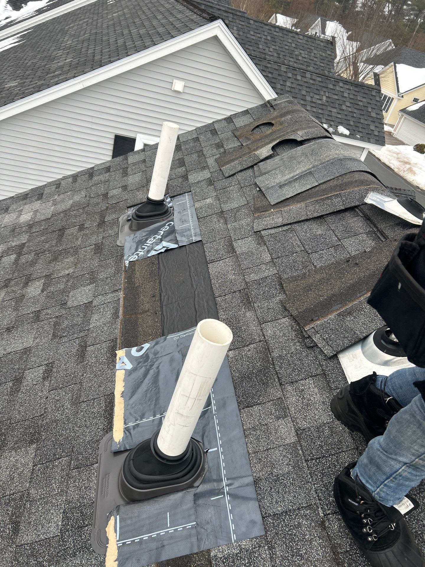 Ice Dam Removal, Snow Removal & Pipe Boot Replacement in Tyngsborough, MA by Mighty Dog Roofing of Greater Middlesex County