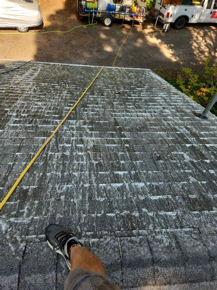 Roof Treatment using Biocide by Willamette Outdoor Wash LLC