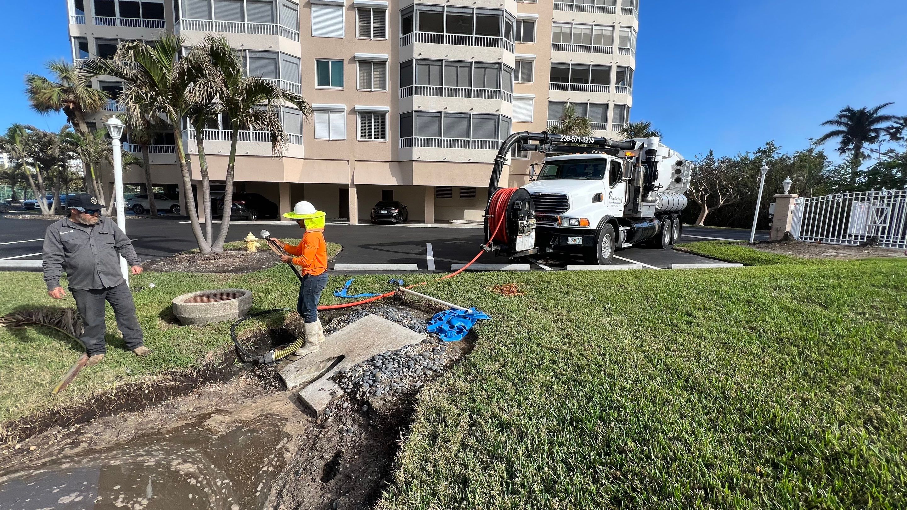 Condo Storm Water System Cleaning and Maintenance From Hurricane Ian by APS Power & Water