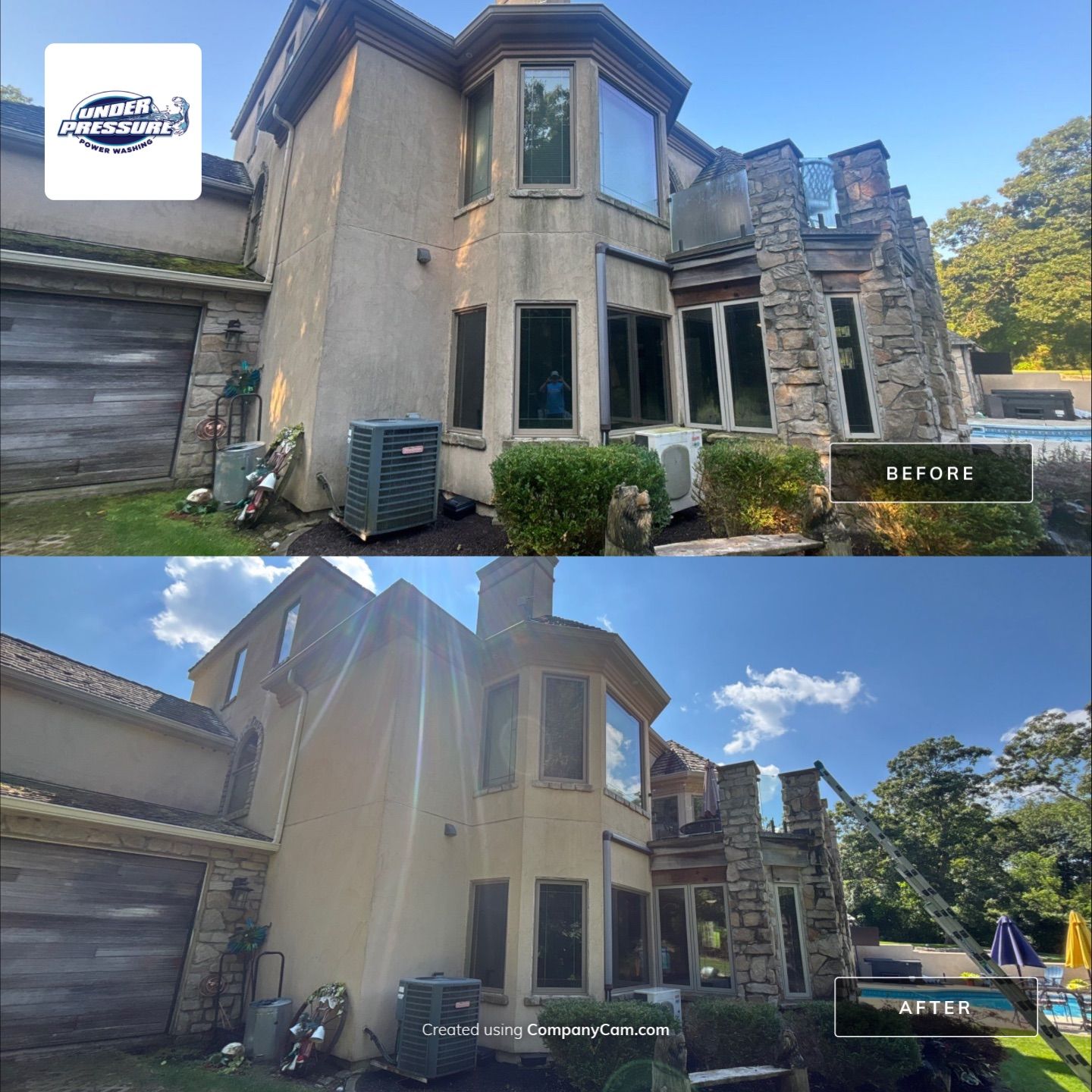 Full Stucco and Stone Exterior Power Washing in Edgerton by Under Pressure Power Washing 