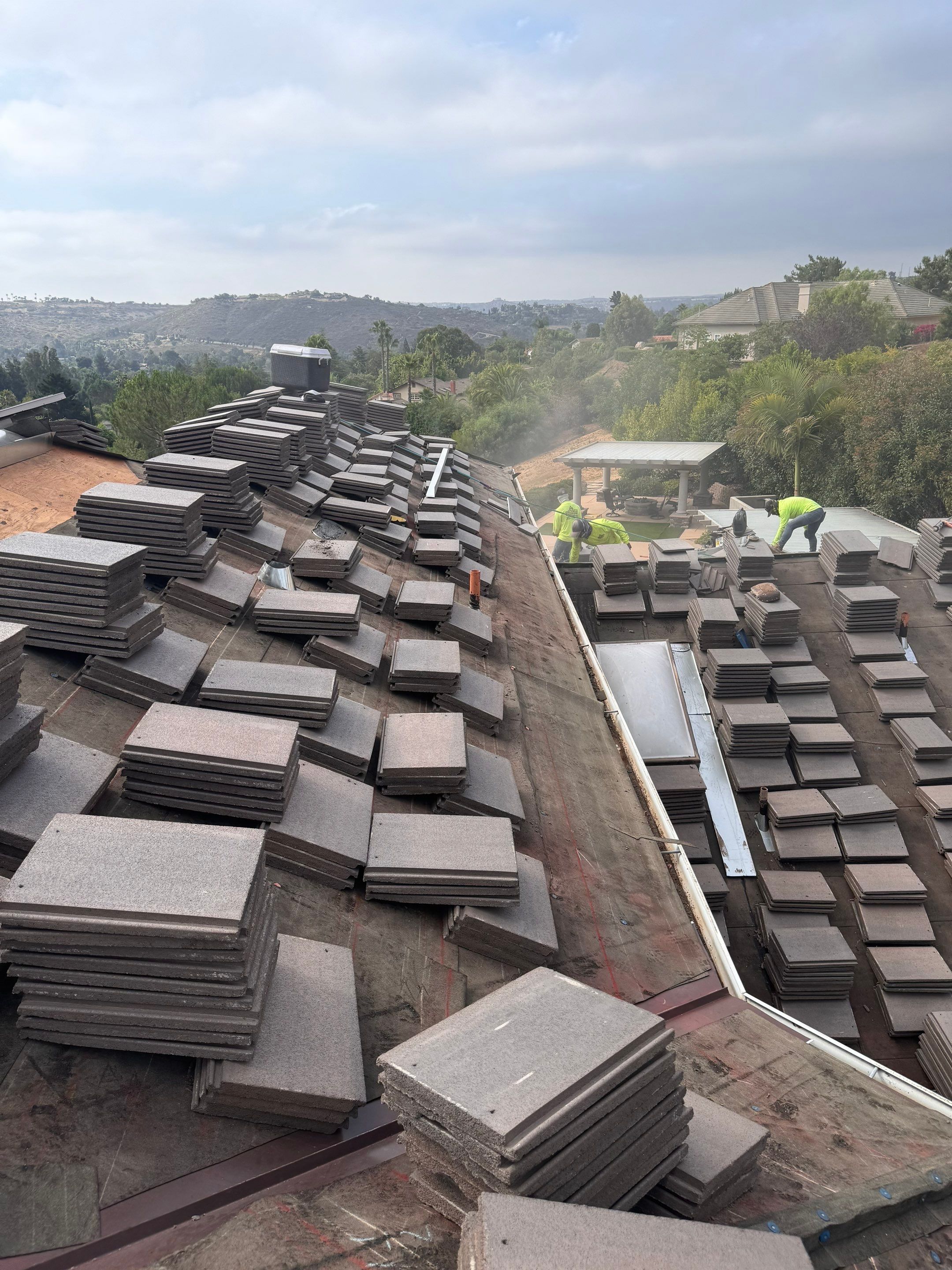 Full Roof Replacement Featuring Staggered Eagle Concrete Tiles in Poway by Reliable Roofing San Diego Inc.