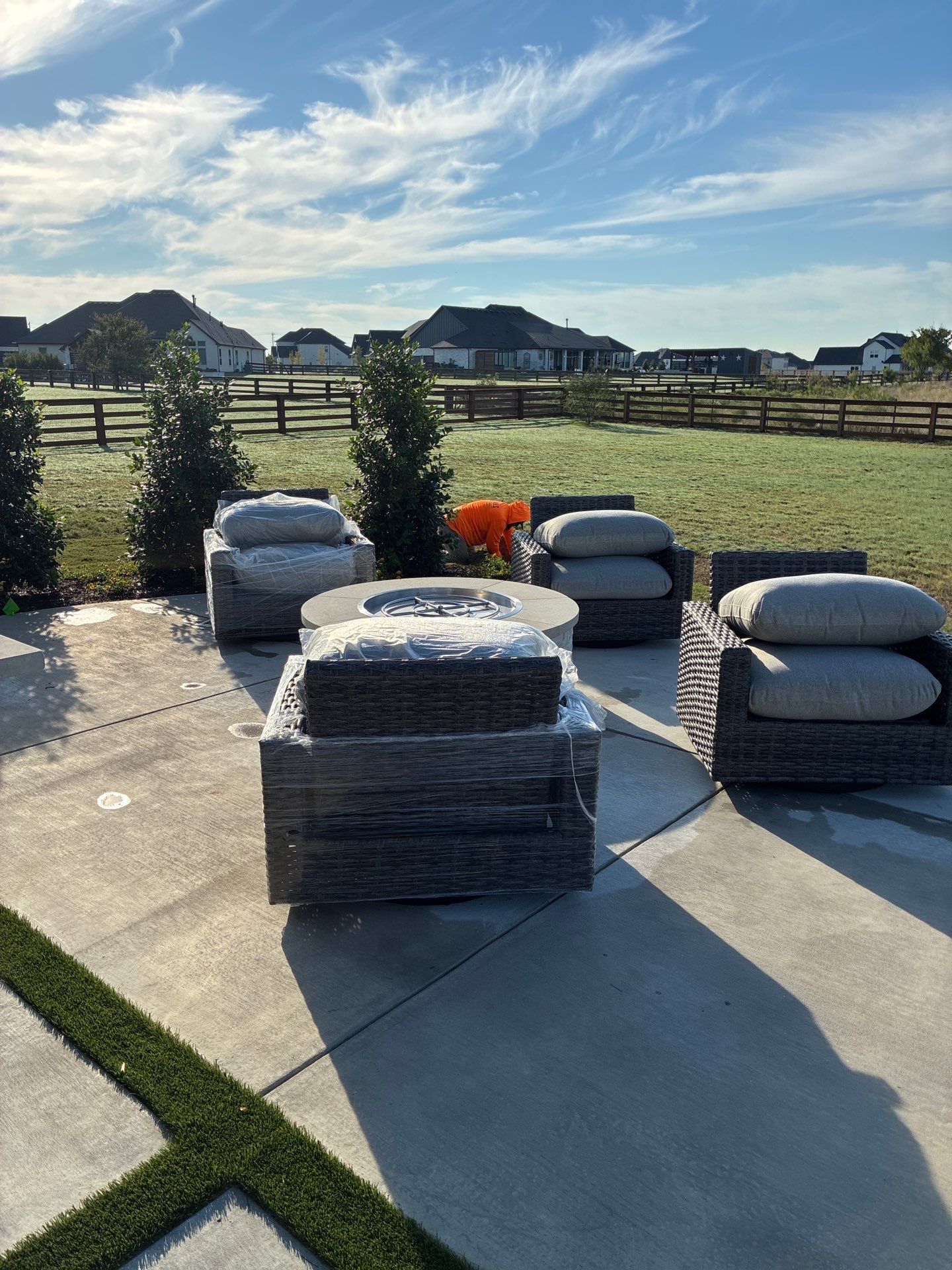 Modern Geometric Pool with Raised Spa, Fire Pit and Cedar Pavilion by Pinnacle Pools and Spas - DFW