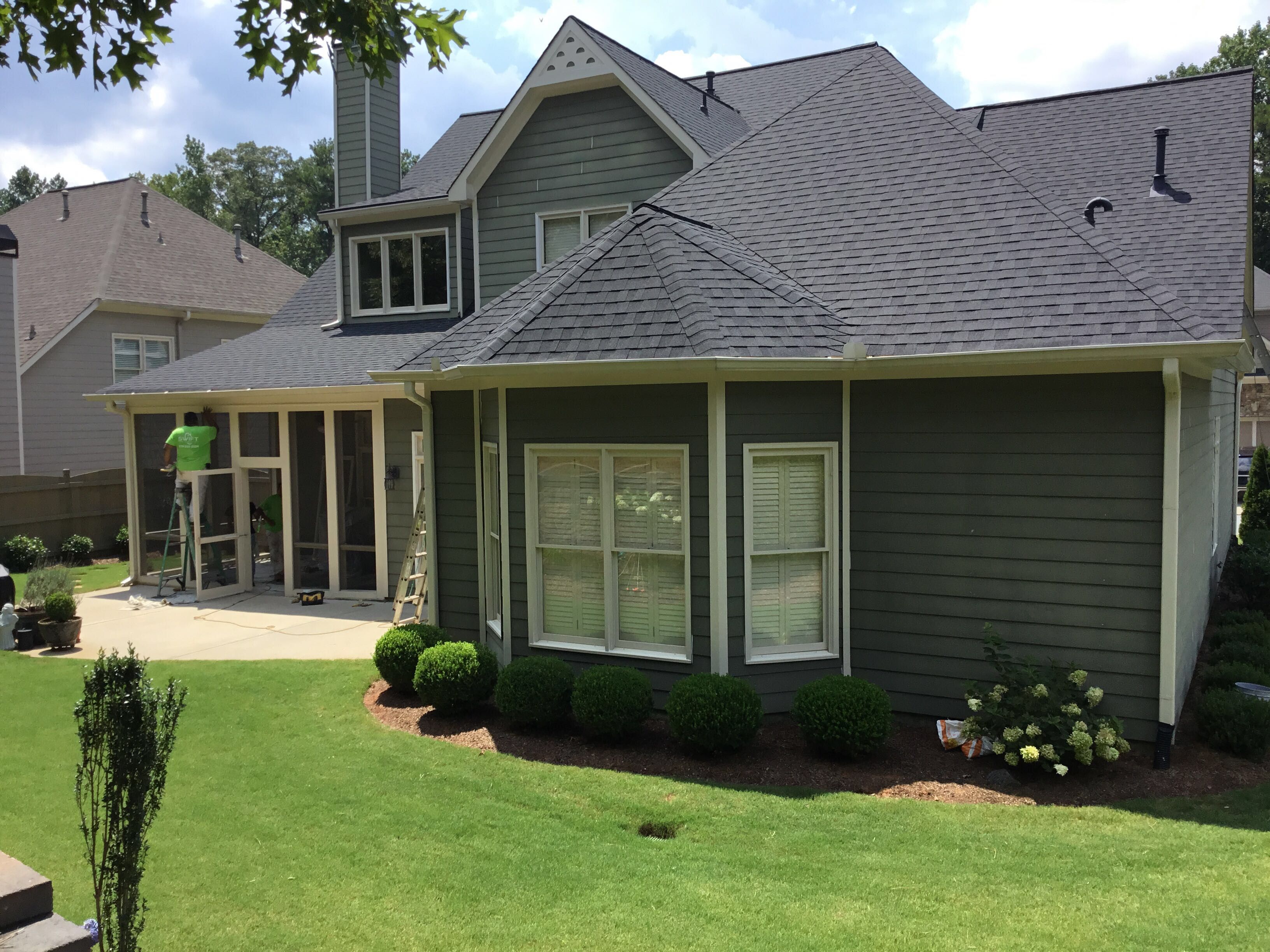 Sage Green Exterior House Painting and Trim Refresh in Acworth by Swift Home Renovations