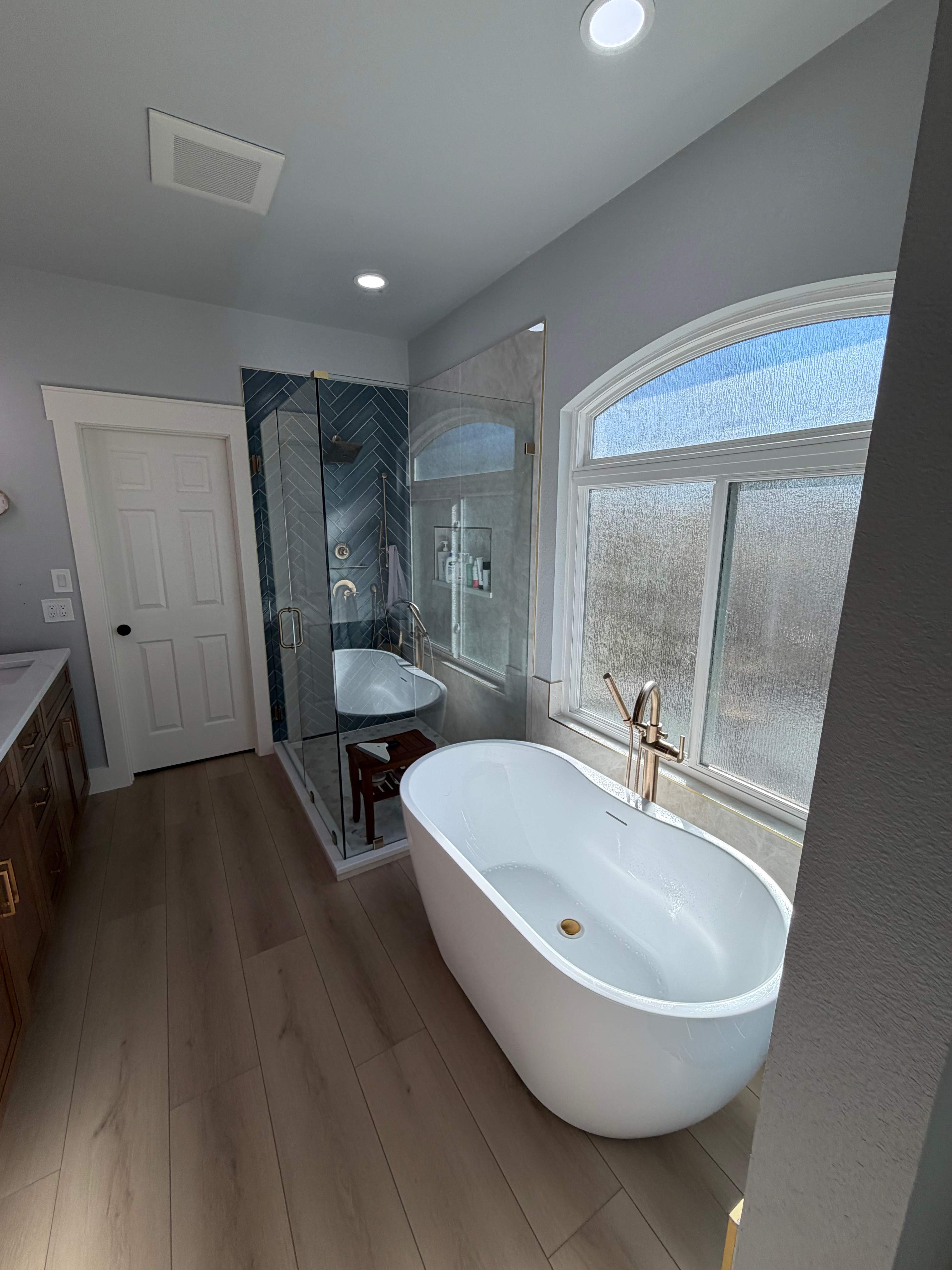 Stone Oak Master Bathroom Before and After by Legacy Bath and Kitchen 