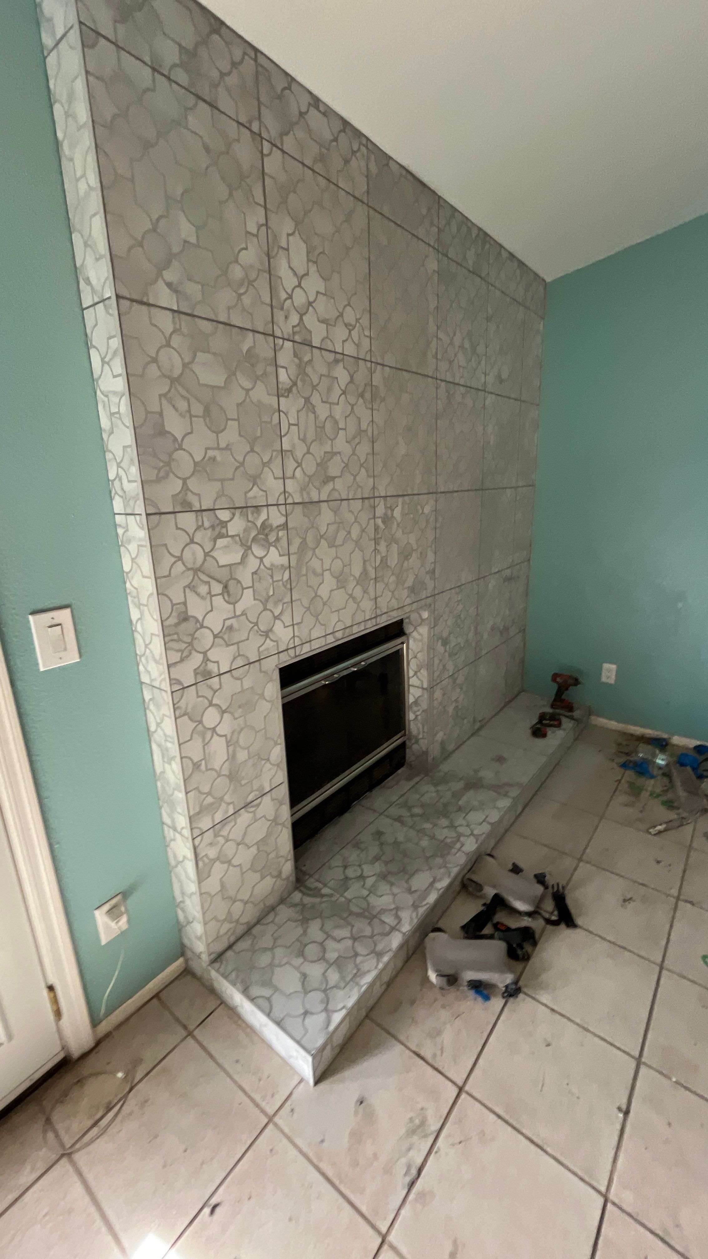 Fireplace using Tile by Footprints Floors of Chandler 