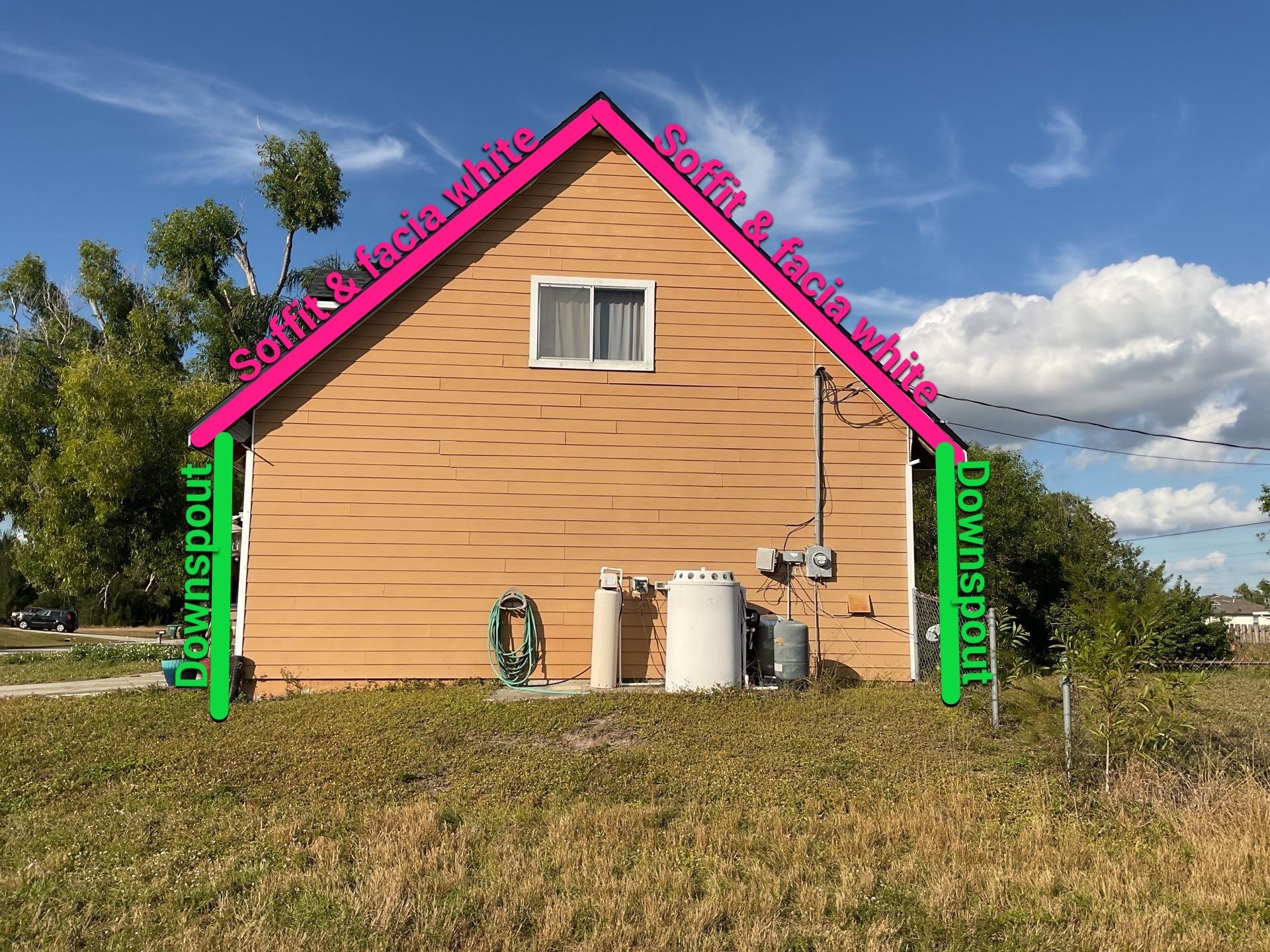 Soffit & Fascia White + New Downspouts by Gutter Professors