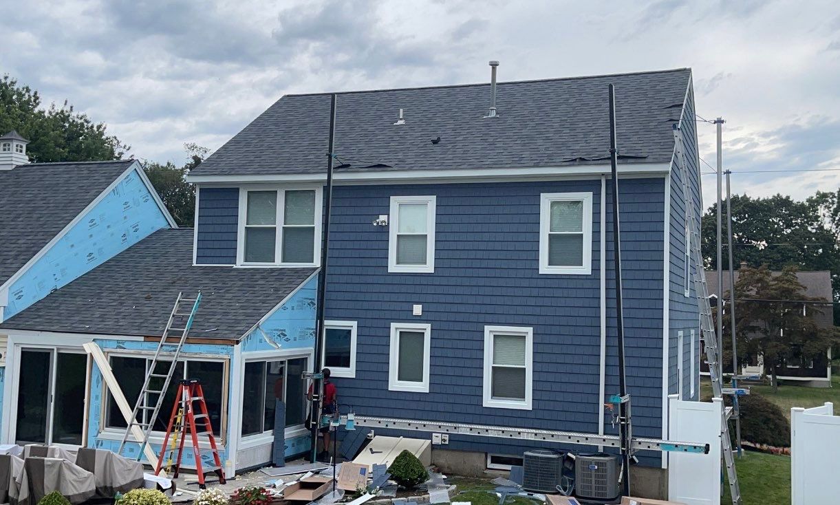 Residential Roofing Installation using Owens Corning TruDefinition & Certainteed Cedar Impressions Pacific Blue by A Plus Exterior