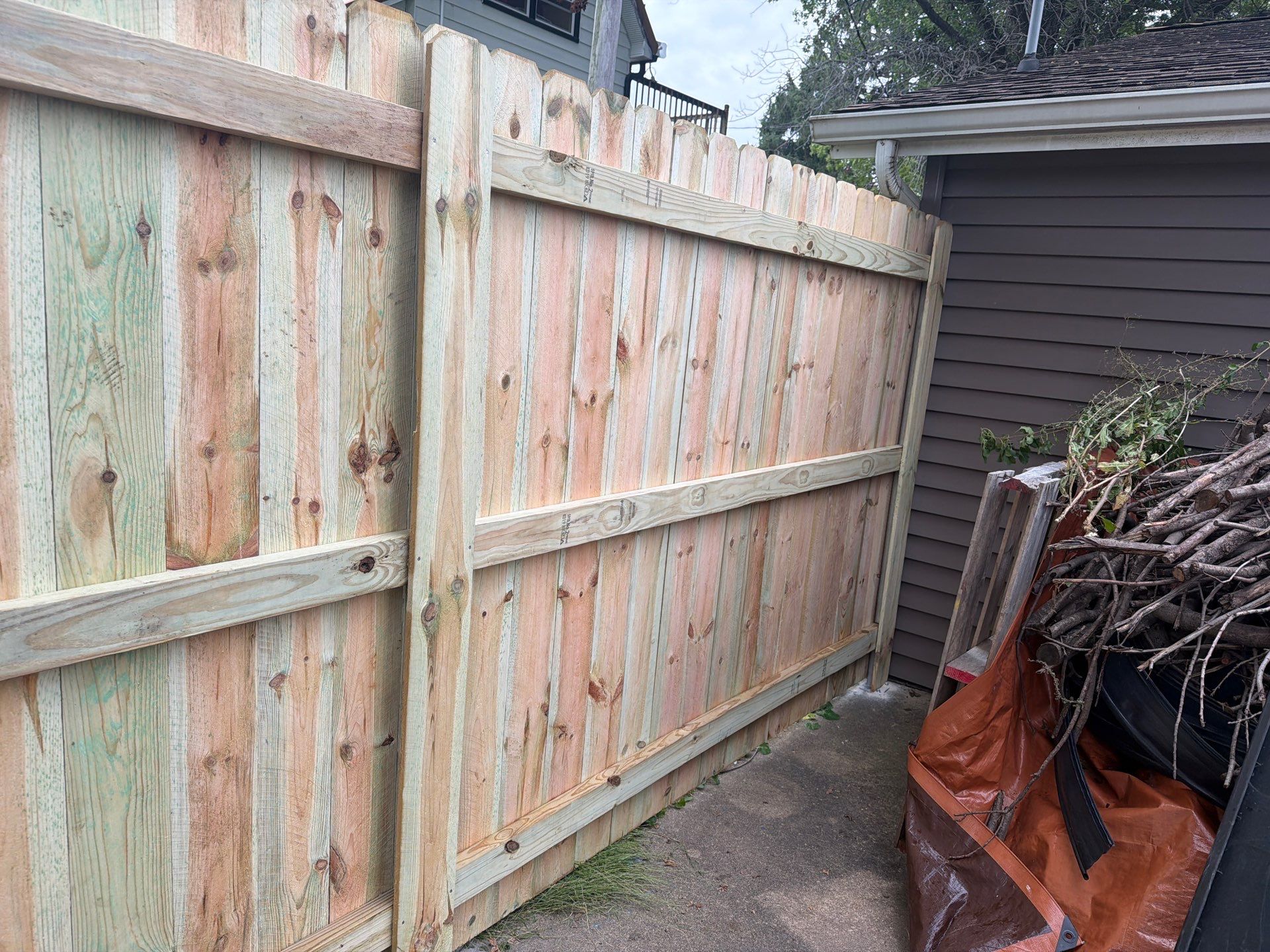 Custom Wood Privacy and Black Chain Link Fence in Hudson by Perfect Picket Fence and Stain
