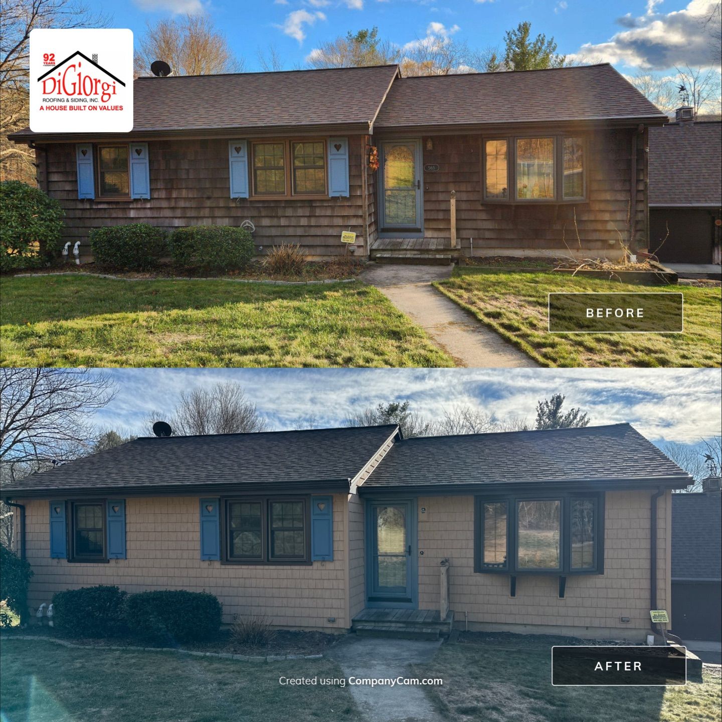 Cedar siding update with Cert. Cedar Impressions D/7 Perfection, Straight Bottom, Natural Blend by DiGiorgi Roofing and Siding Inc