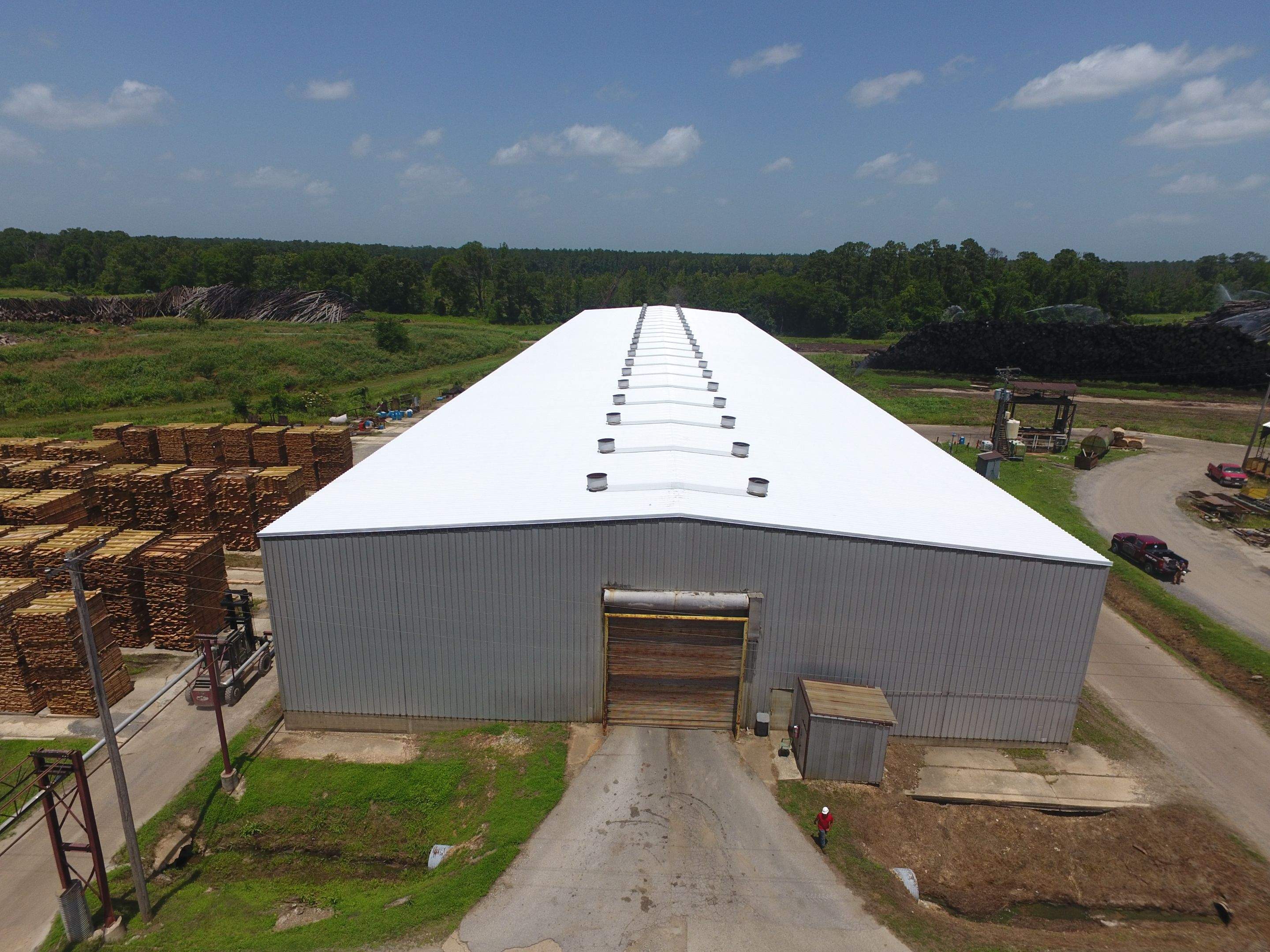 Commercial Roofing Installation using Aluminum Roofing panels by Hostetler Roofing