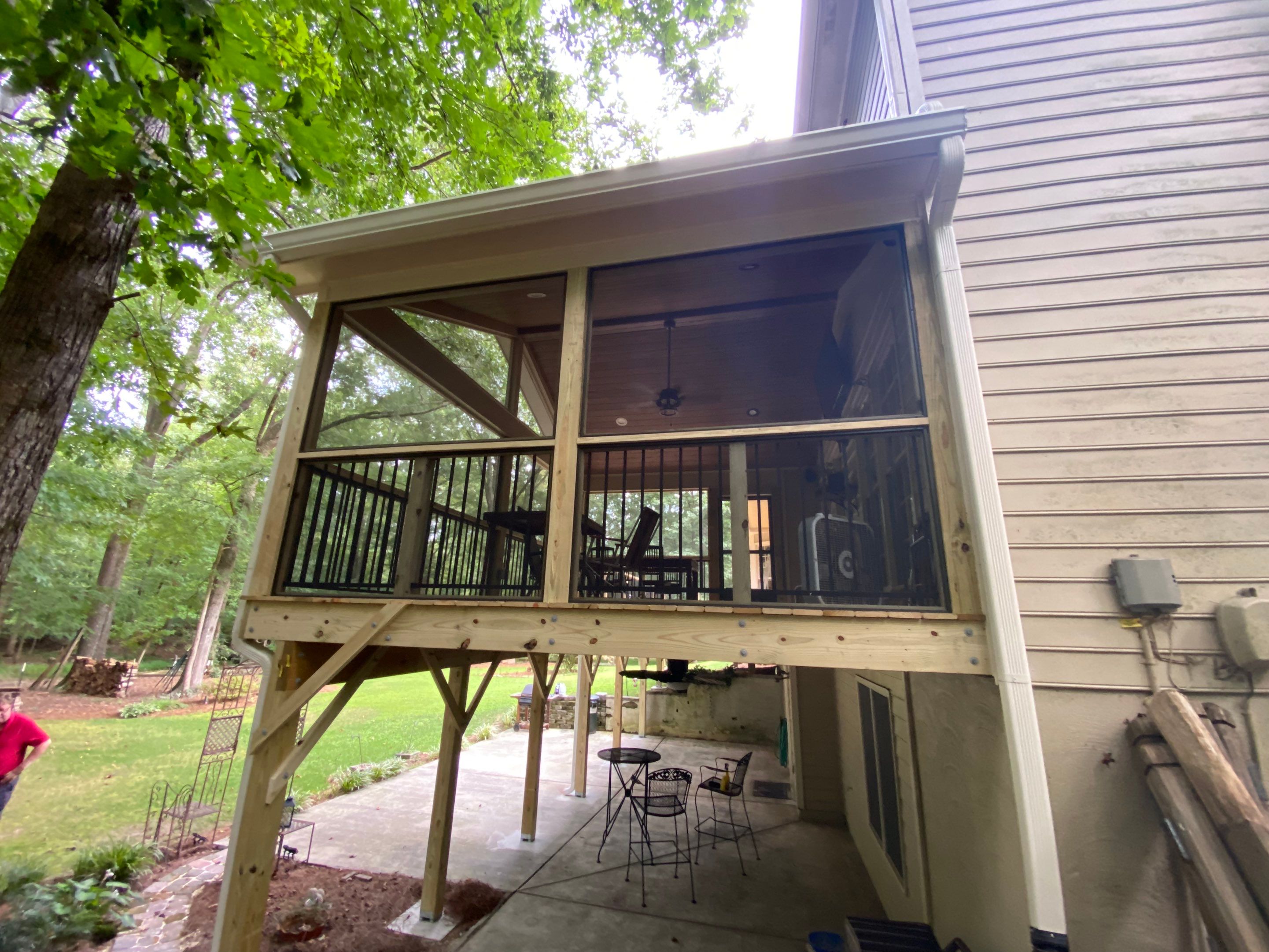Custom Elevated Wood Deck and Screened Porch in Marietta by Swift Home Renovations