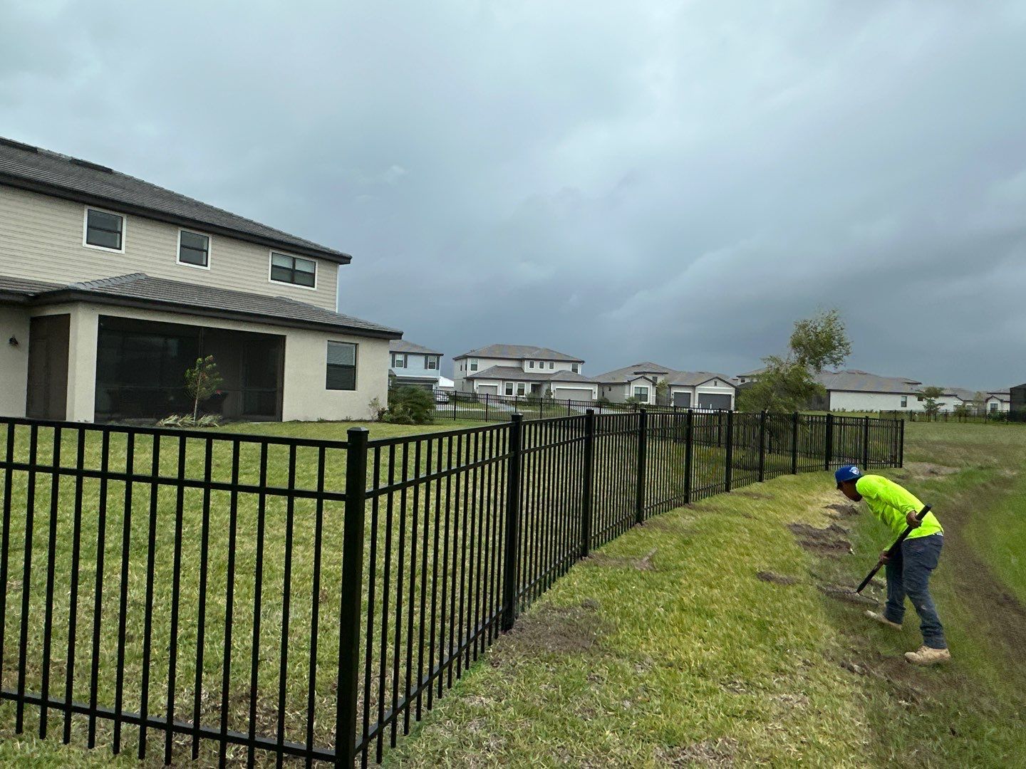 Aluminum Fence Installation using Black 3 Rail Aluminum Fence by Asap fence and gates, LLC