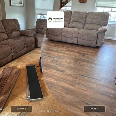 Living room LVP Flooring install  by Laser Focused Solutions LLC
