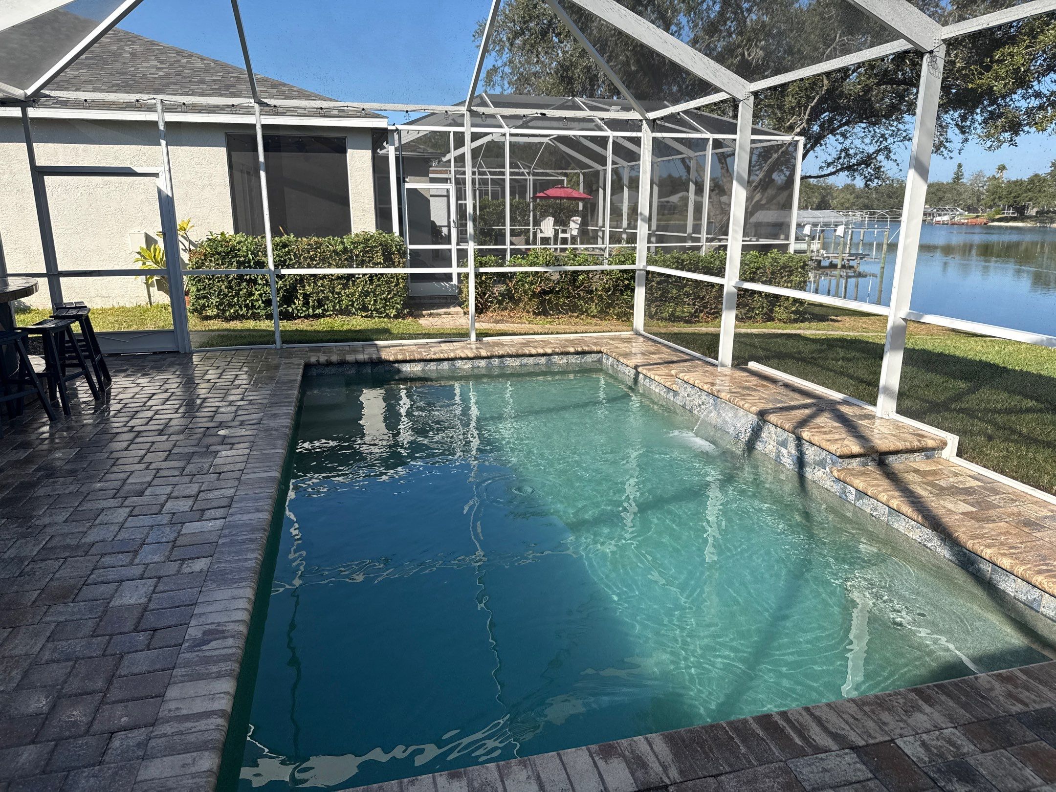 Paver Pool Deck Cleaning & Pool Cage Cleaning in River Point of Manatee – Bradenton, FL by Sunshine AquaWash