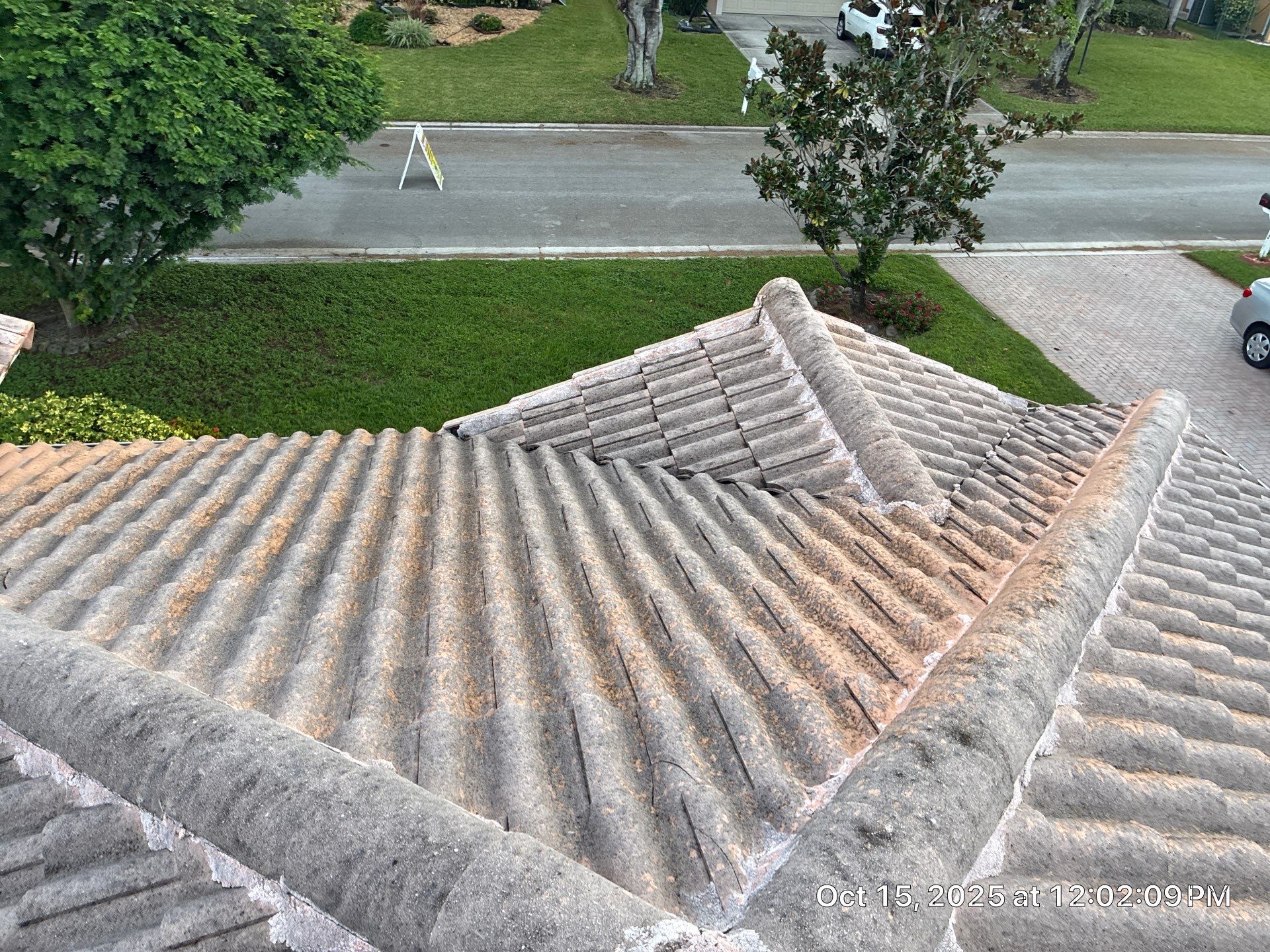 Dirty old Roof Coral Springs by BKB Pressure Cleaning LLC