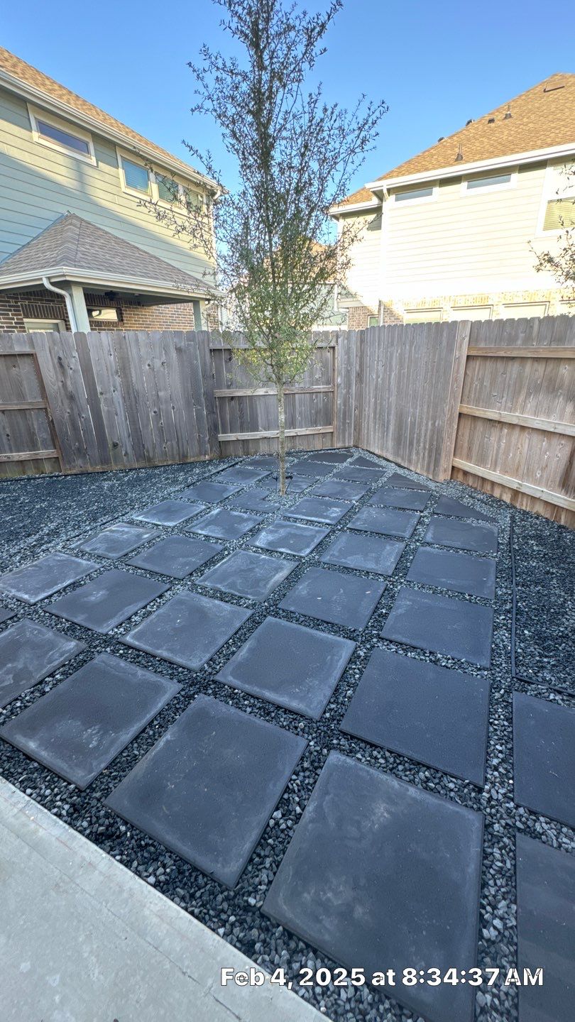 🌿💧 Mary Anne’s Backyard Upgrade – Drainage & Gravel Solution  Every great outdoor space starts with a strong foundation—and for Mary Anne, that meant tackling her backyard drainage challenges first.  Our team stepped in to improve the current drainage system, ensuring stormwater flows naturally away from the foundation. This not only protects the property but also sets the stage for a long-lasting, low-maintenance backyard.  Once the flow was under control, we moved on to creating a new gravel area, complete with fresh leveling, grading, and compaction. By combining proper drainage with durable materials, we built a space that’s as functional as it is clean and polished.  🛠 Project Highlights  Drainage Improvements – installed PVC system to redirect water and prevent pooling.  Gravel Installation – black star gravel compacted over weed blocker for strength and beauty.  Paver Additions – functional stepping areas designed for both style and convenience.  Material Upgrades – premium weed blocker, bend-a-board edging, and drainage stacks.  ✅ Result: Mary Anne now enjoys a backyard that is secure, low-maintenance, and ready for future features like a fire pit or expanded patio.  💡 At Texas Urban Elements, Alejandro and his team of handcrafted specialists focus on long-term solutions—blending design, drainage, and durability into every project.  📢 Ready to protect your home while upgrading your outdoor space? Let’s design your solution today. by Texas Urban Elements