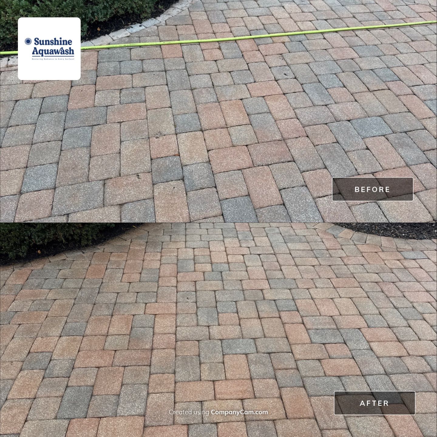Oil & Tar Removal from Paver Driveway & Entryway by Sunshine AquaWash