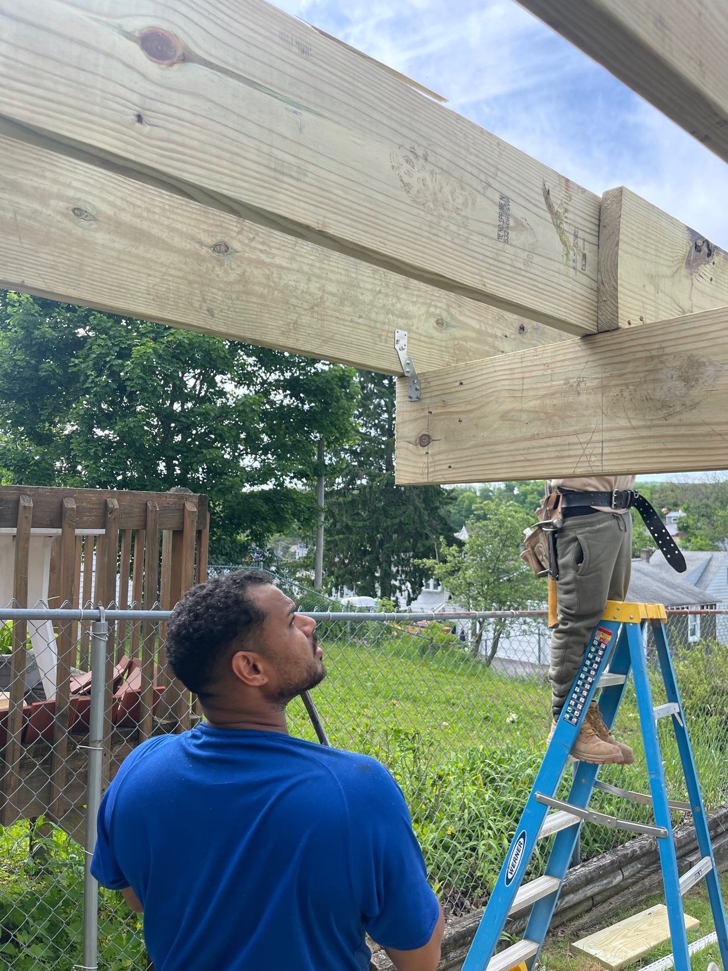 Pressure-Treated Wooden Staircase and Concrete Footing Installation in Schuylkill Haven by Herts Roofing & Construction