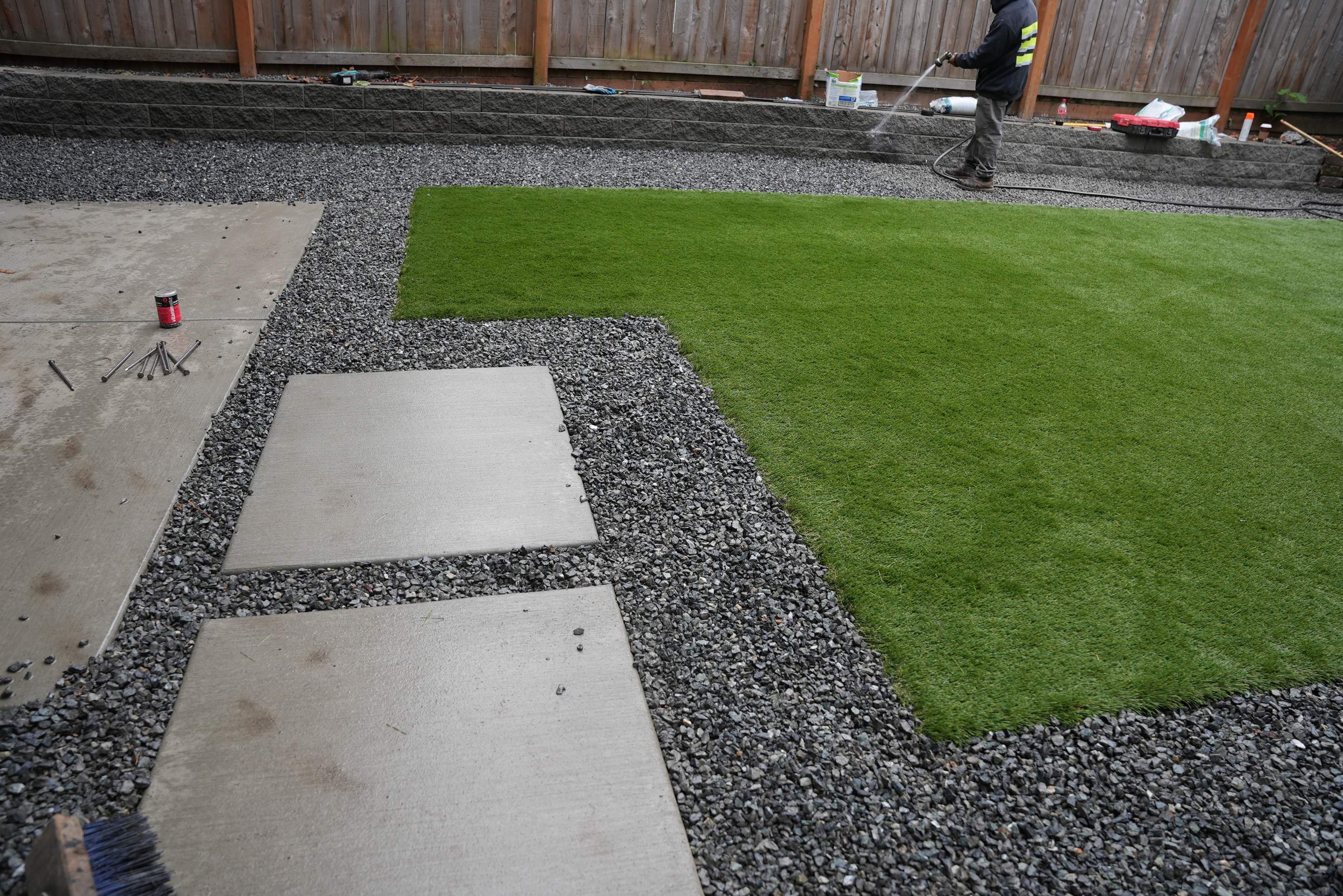 Turf Installation, Retaining Wall & Concrete Walkway | Seattle  by Jireh Asphalt & Concrete Inc 