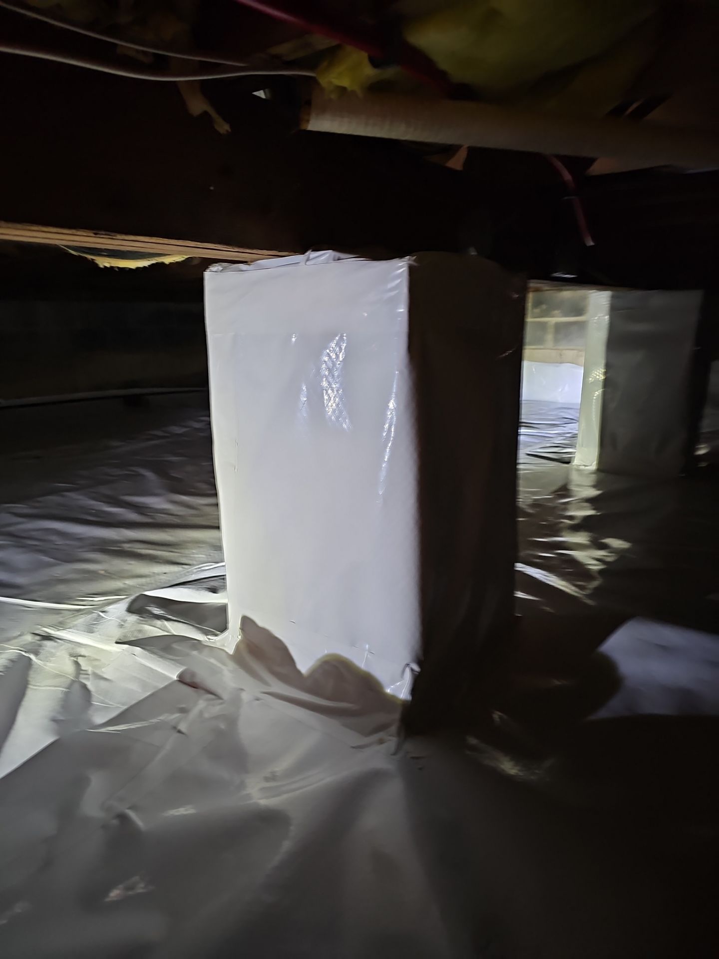 Basement Exterior Walls using Crawl Space Liner by NYS Foam & Energy
