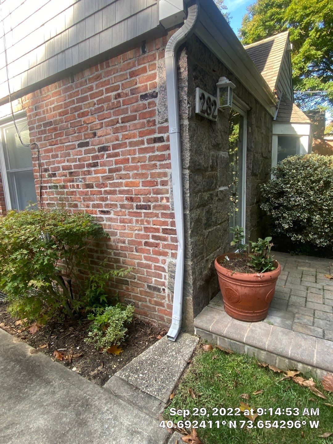 Gutter Installation using 5"white K style seamless gutters and 2x3 white leaders, and Microguard gutter shields installed.  by Above All Gutters 