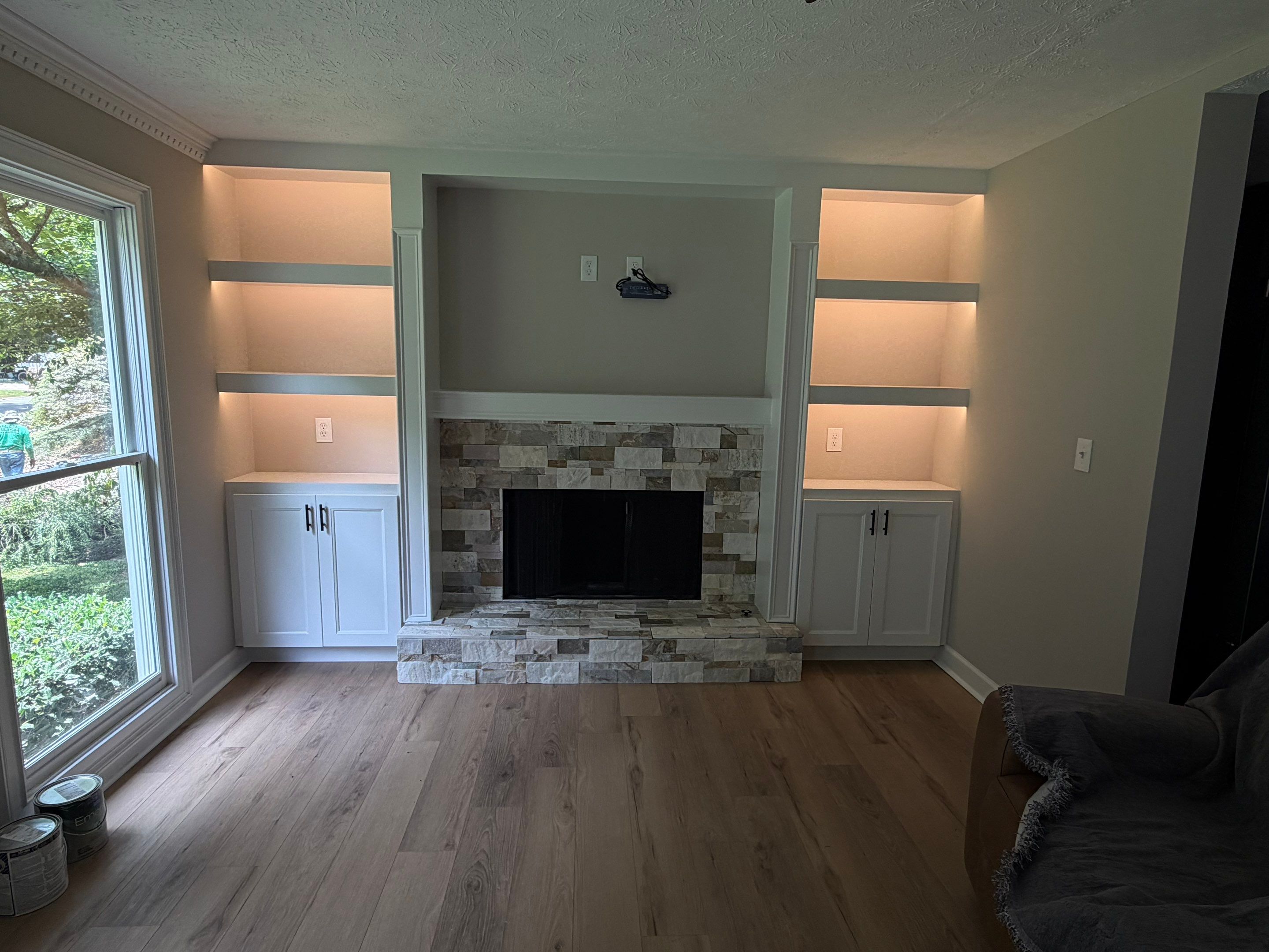 Modern Fireplace Transformation and Custom Built-In Installation in Mableton by Swift Home Renovations