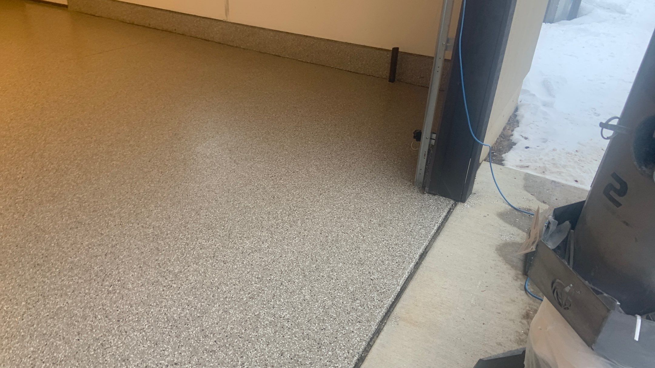 Garage Transformation using Pebble Beach by Croc Coatings, LLC