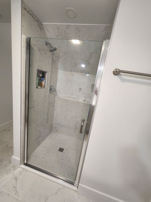 Shower using Alumax 300CV Semi-Frameless Shower